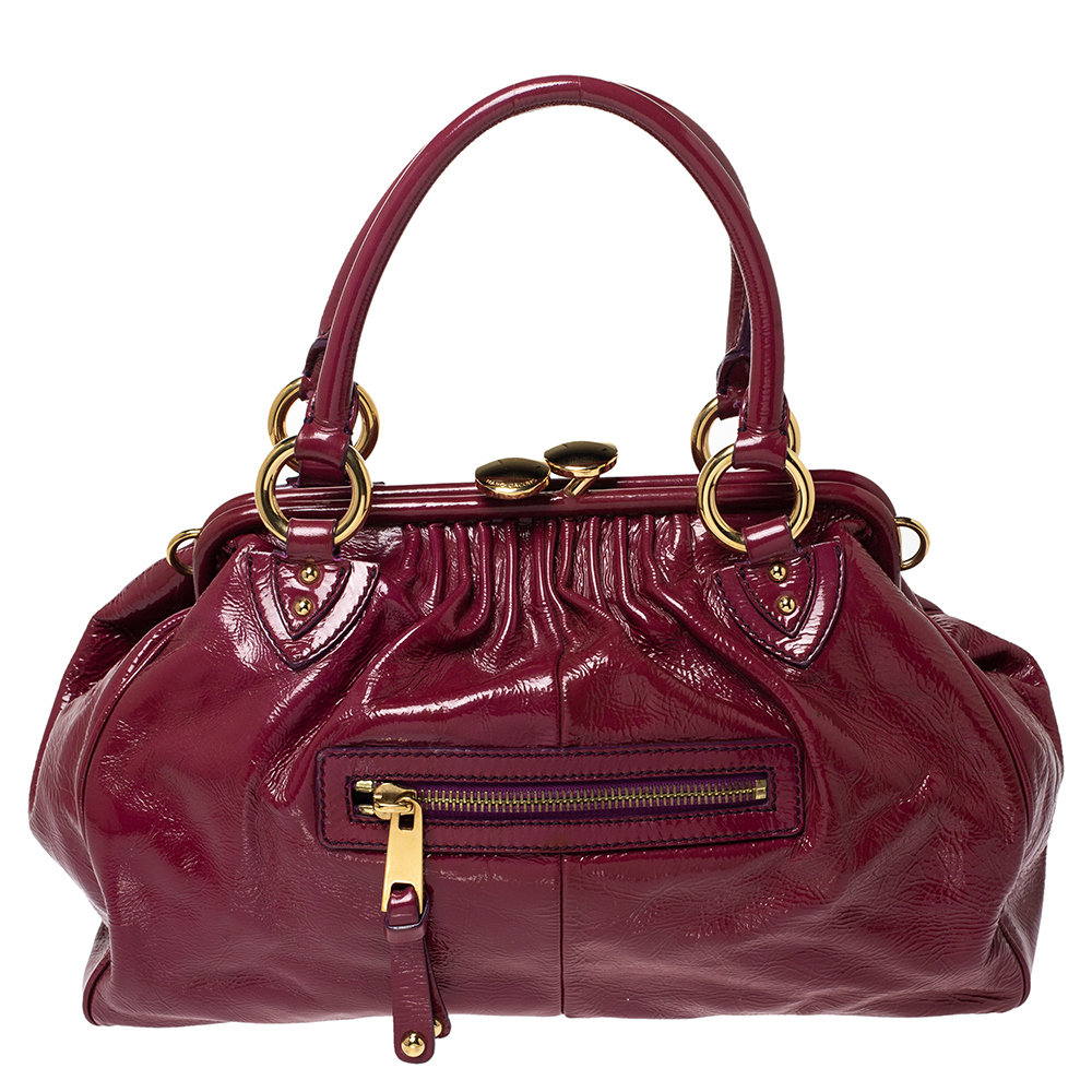 Image of Marc Jacobs Dark Pink Patent Leather Stam Shoulder Bag