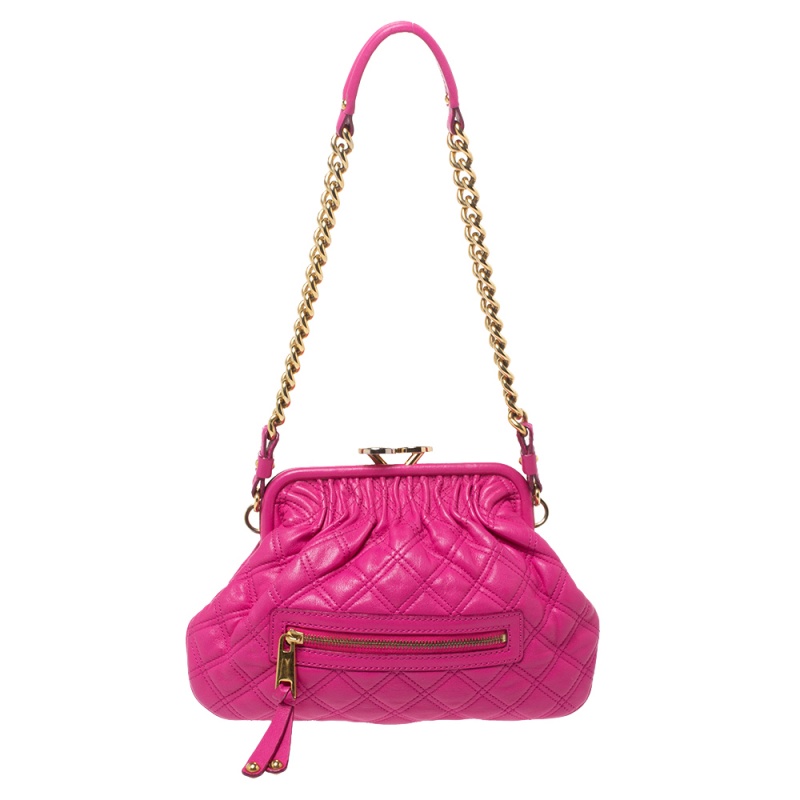 Image of Marc Jacobs Fuchsia Quilted Leather Little Stam Shoulder Bag