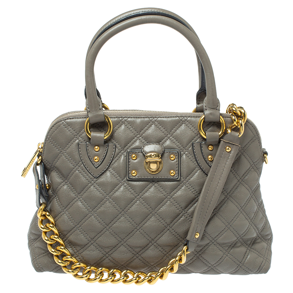 Image of Marc Jacobs Brown Quilted Leather Carmine Satchel