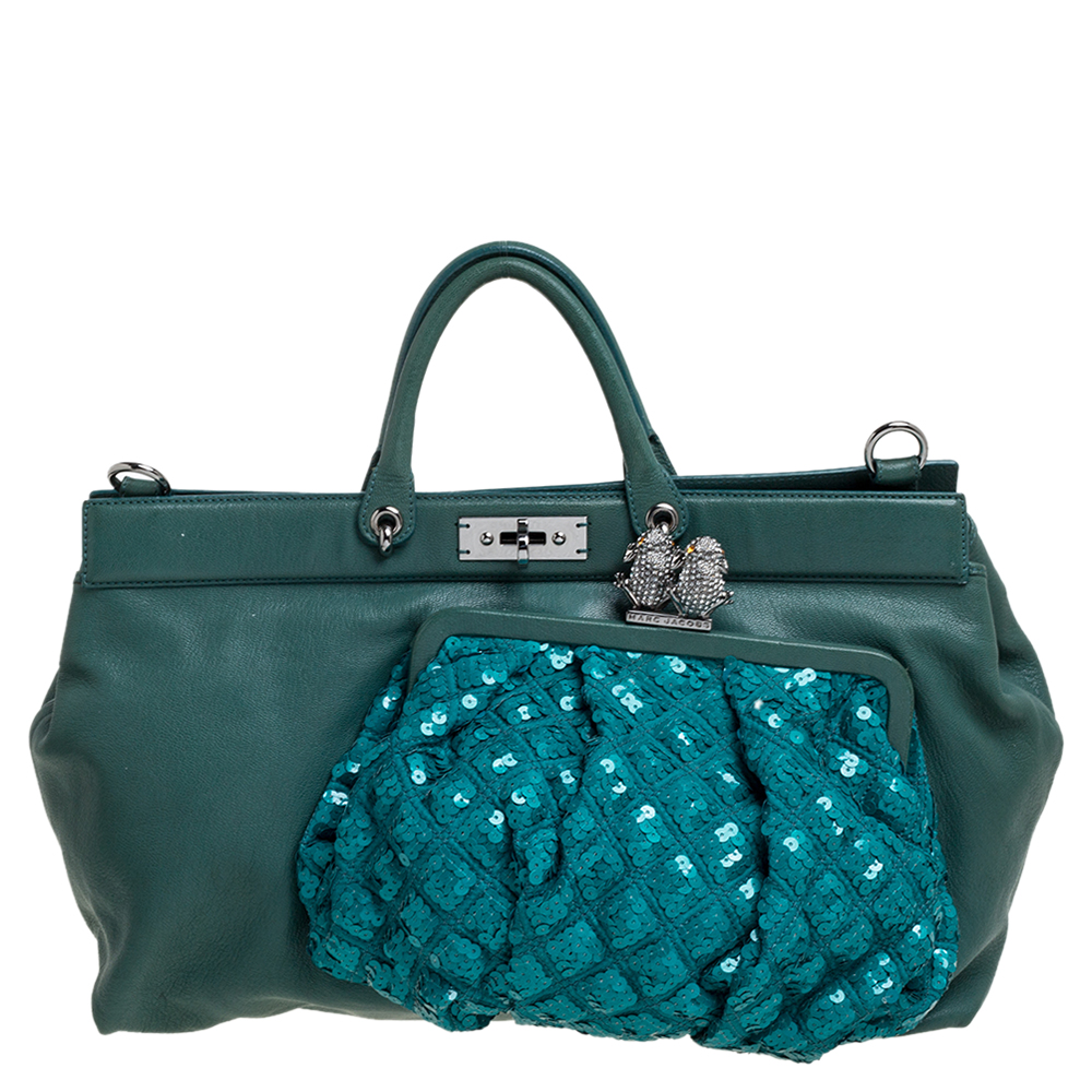 Image of Marc Jacobs Green Leather Robert Duffy Bag on Bag Shoulder Bag