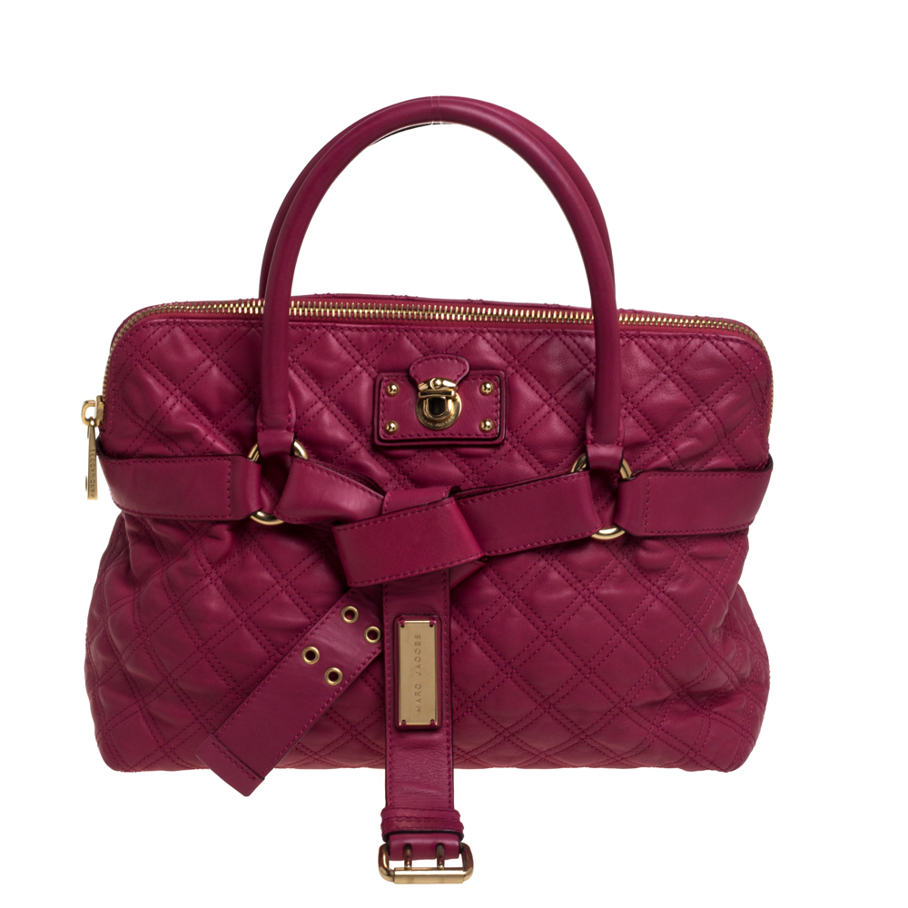 Marc Jacobs Pink Quilted Leather Bruna Bow Satchel