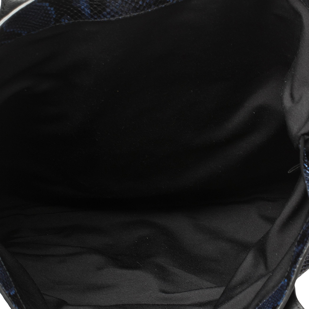 Marc Jacobs Blue/Black Python Embossed Leather Embellished Wingman Tote