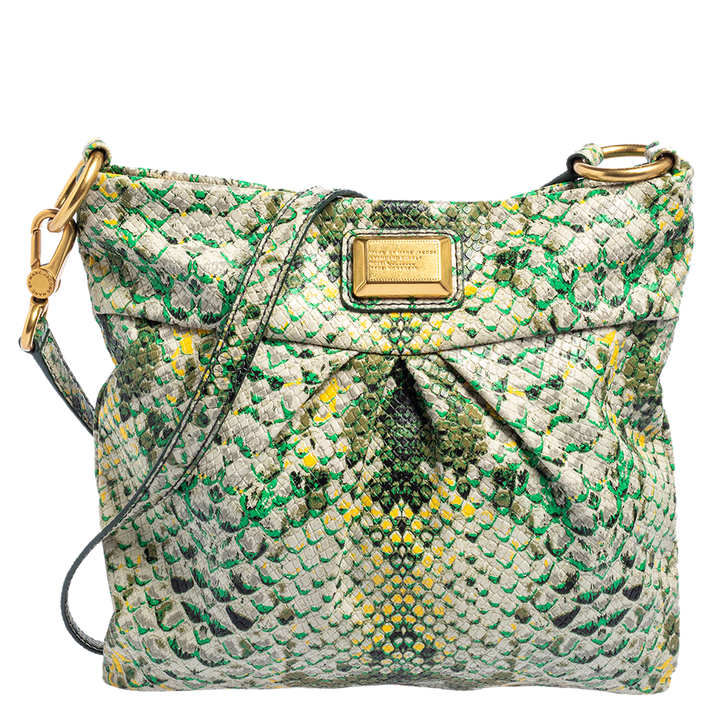 Marc Jacobs Green/Yellow Python Embossed PVC Slim Crossbody Bag