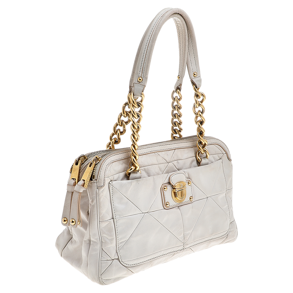 Marc Jacobs White Leather Chain Shoulder Bag