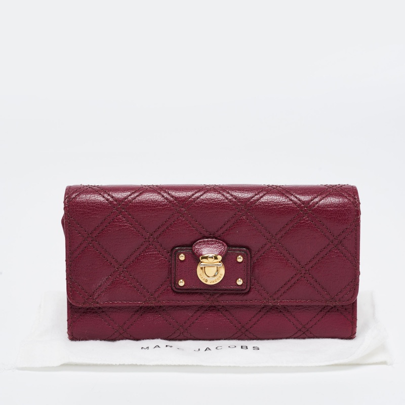 Marc Jacobs Purple Quilted Leather Eugenie Continental Flap Wallet