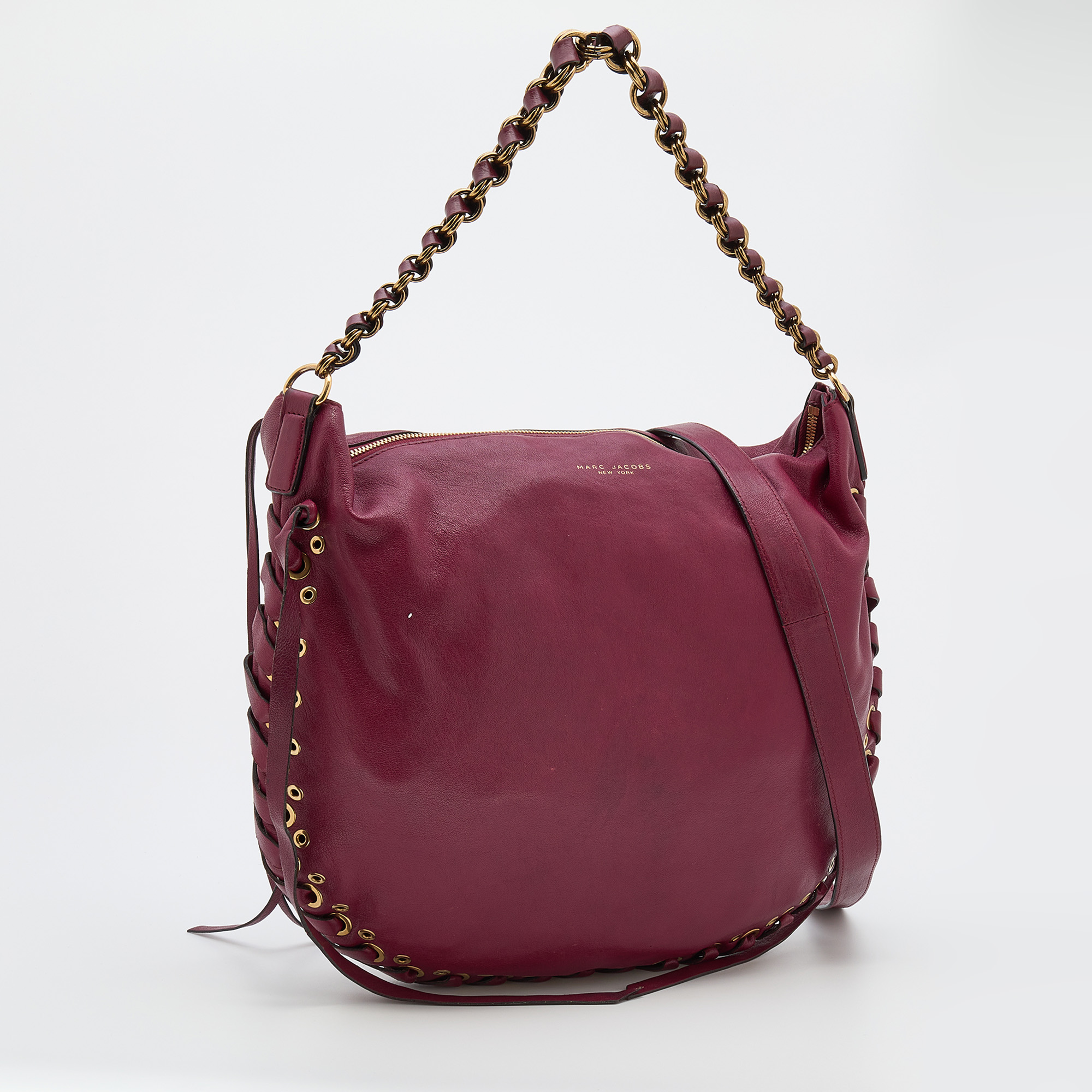 Marc Jacobs Burgundy Leather Lace Nomad Hobo