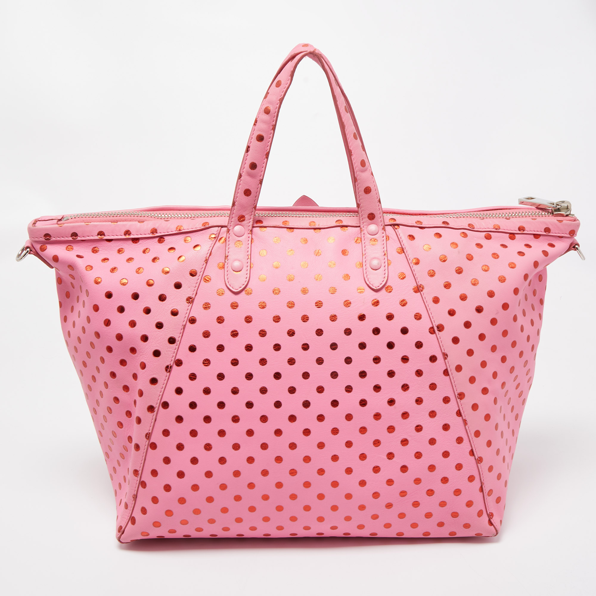Marc Jacobs Pink Leather Polka Dot Zip Tote