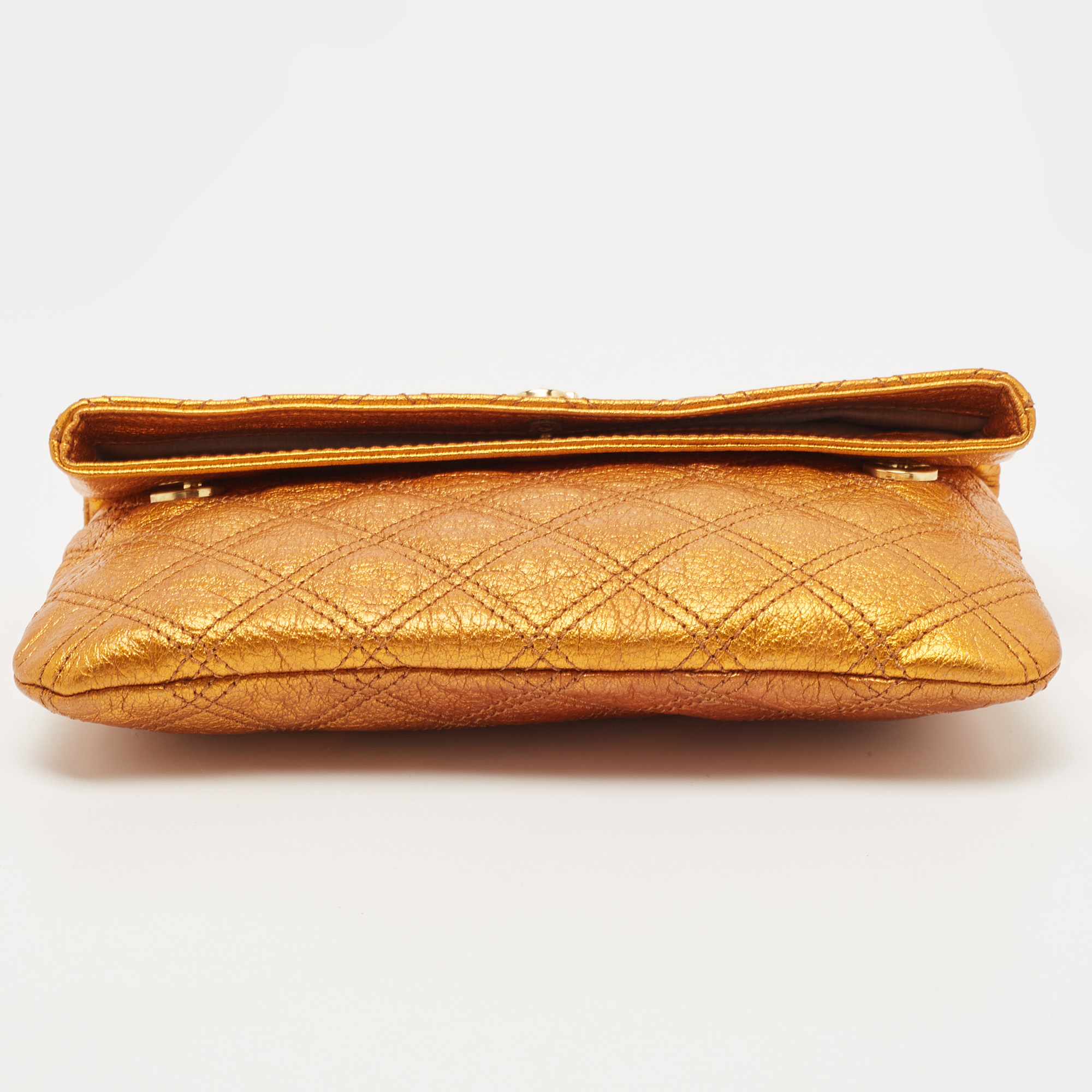 Marc Jacobs Metallic Orange Quilted Leather Eugenie Clutch