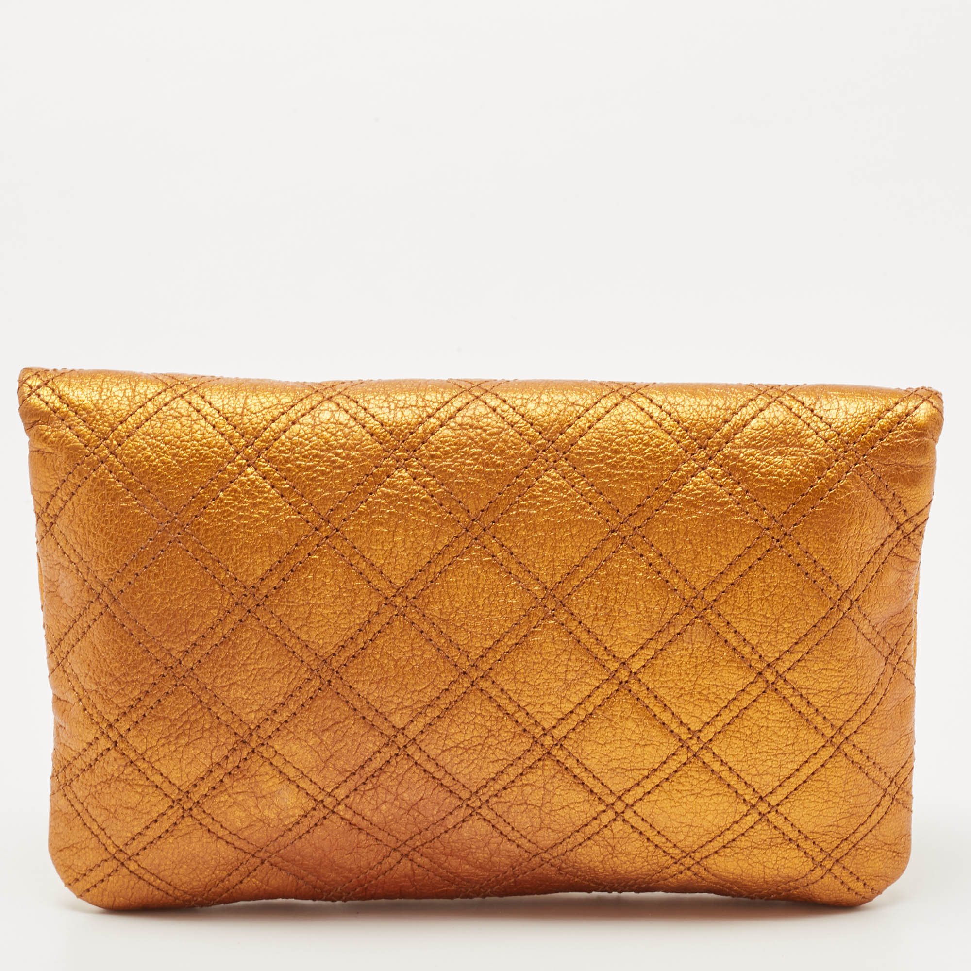 Marc Jacobs Metallic Orange Quilted Leather Eugenie Clutch