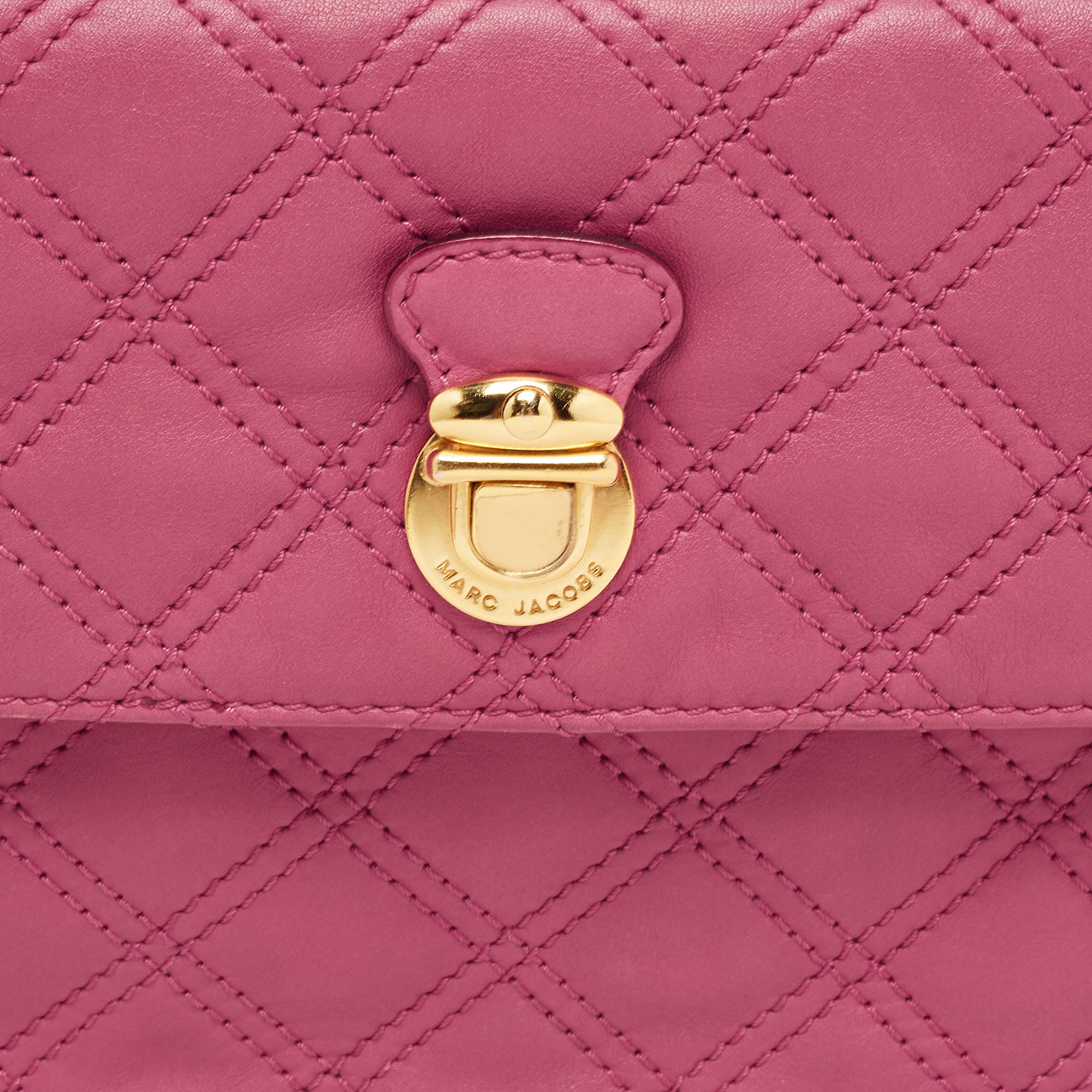 Marc Jacobs Dark Pink Quilted Leather Eugenie Clutch
