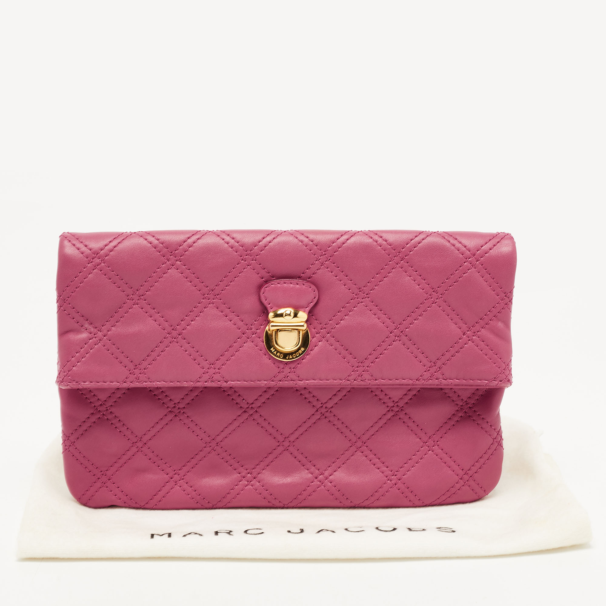 Marc Jacobs Dark Pink Quilted Leather Eugenie Clutch