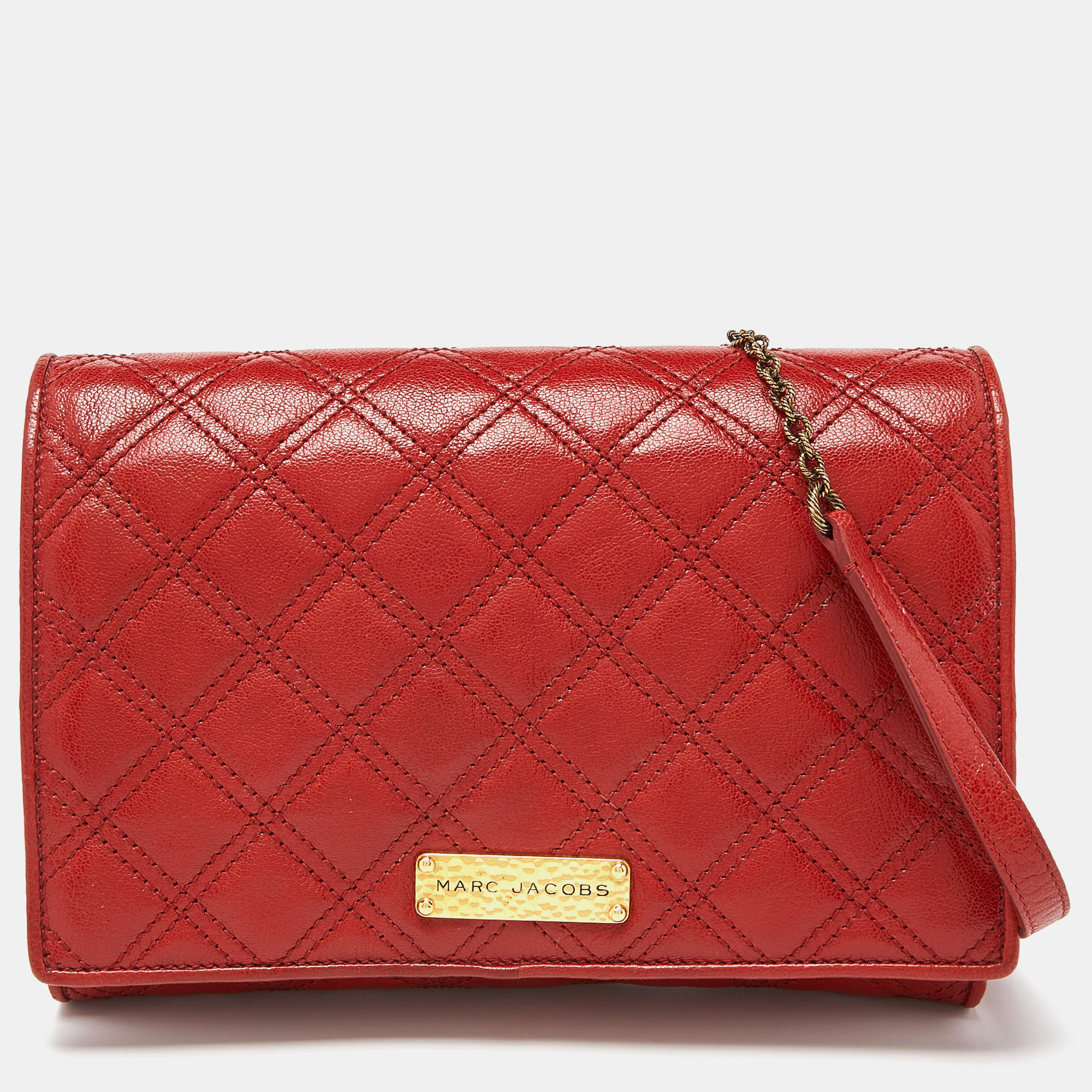 Marc Jacobs Rust Quilted Leather Flap Chain Clutch