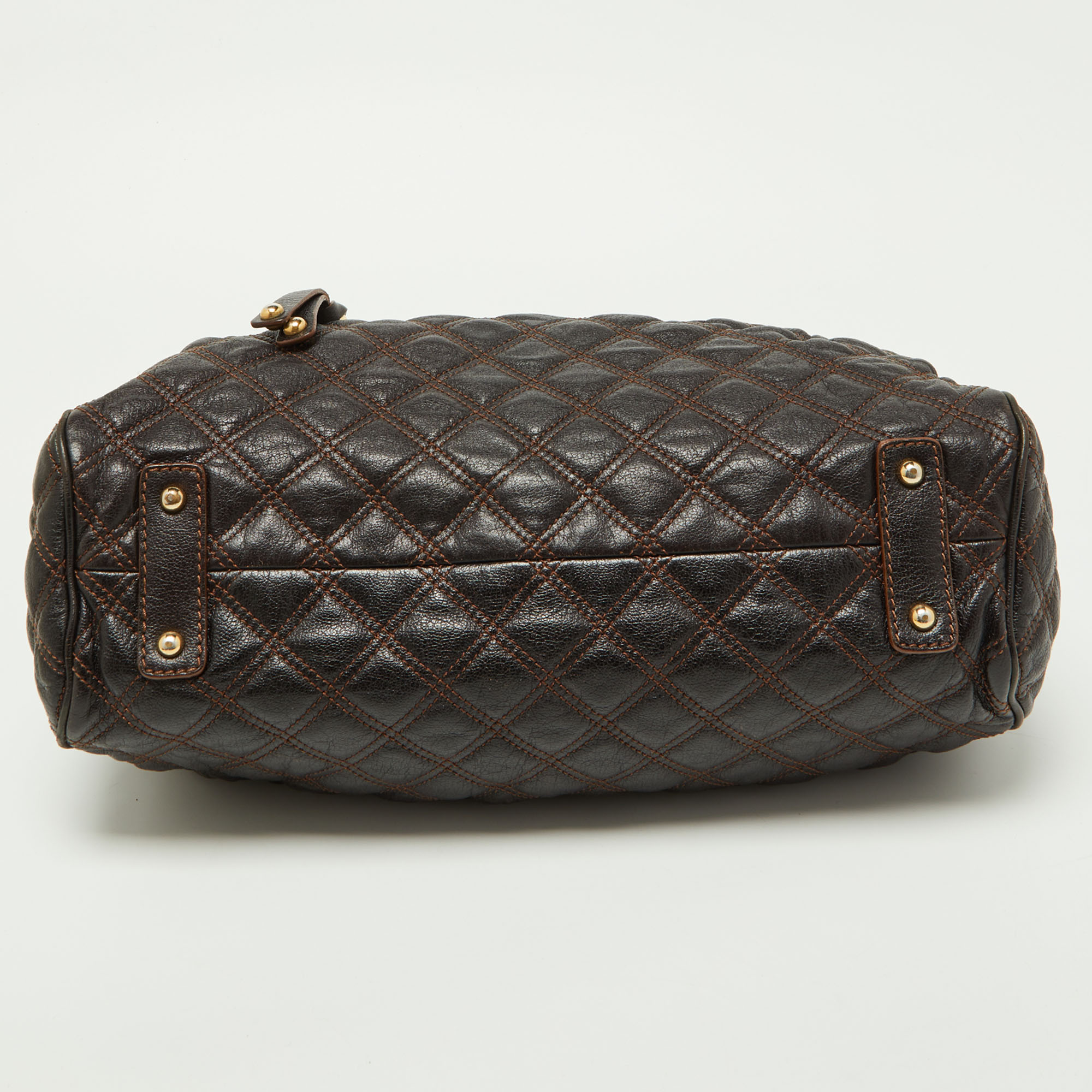 Marc Jacobs Dark Brown Quilted Leather Stam Bag