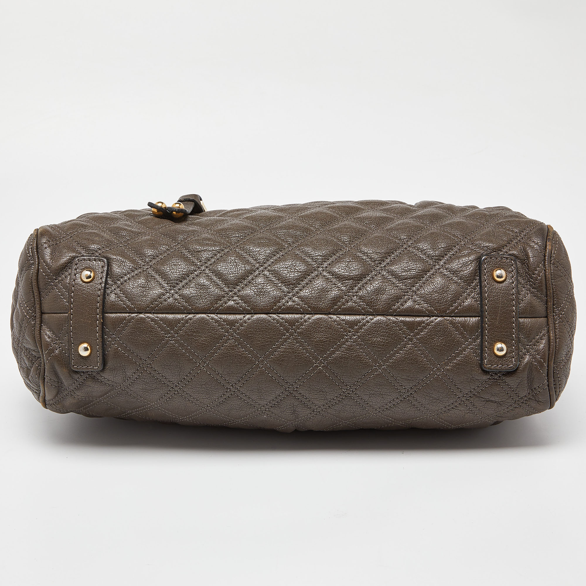 Marc Jacobs Khaki Beige Quilted Leather Stam Satchel