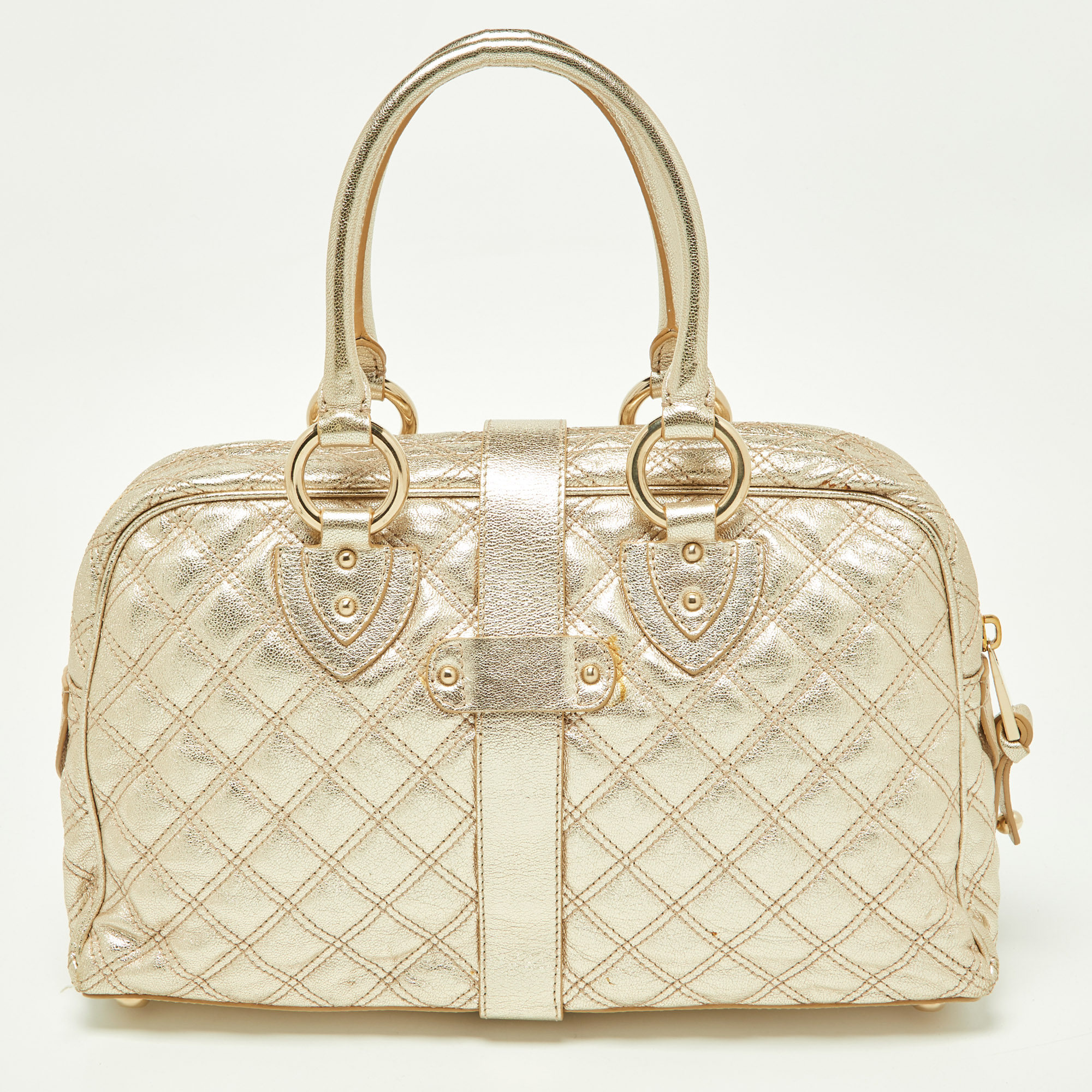 Marc Jacobs Gold Quilted Leather Blake Satchel