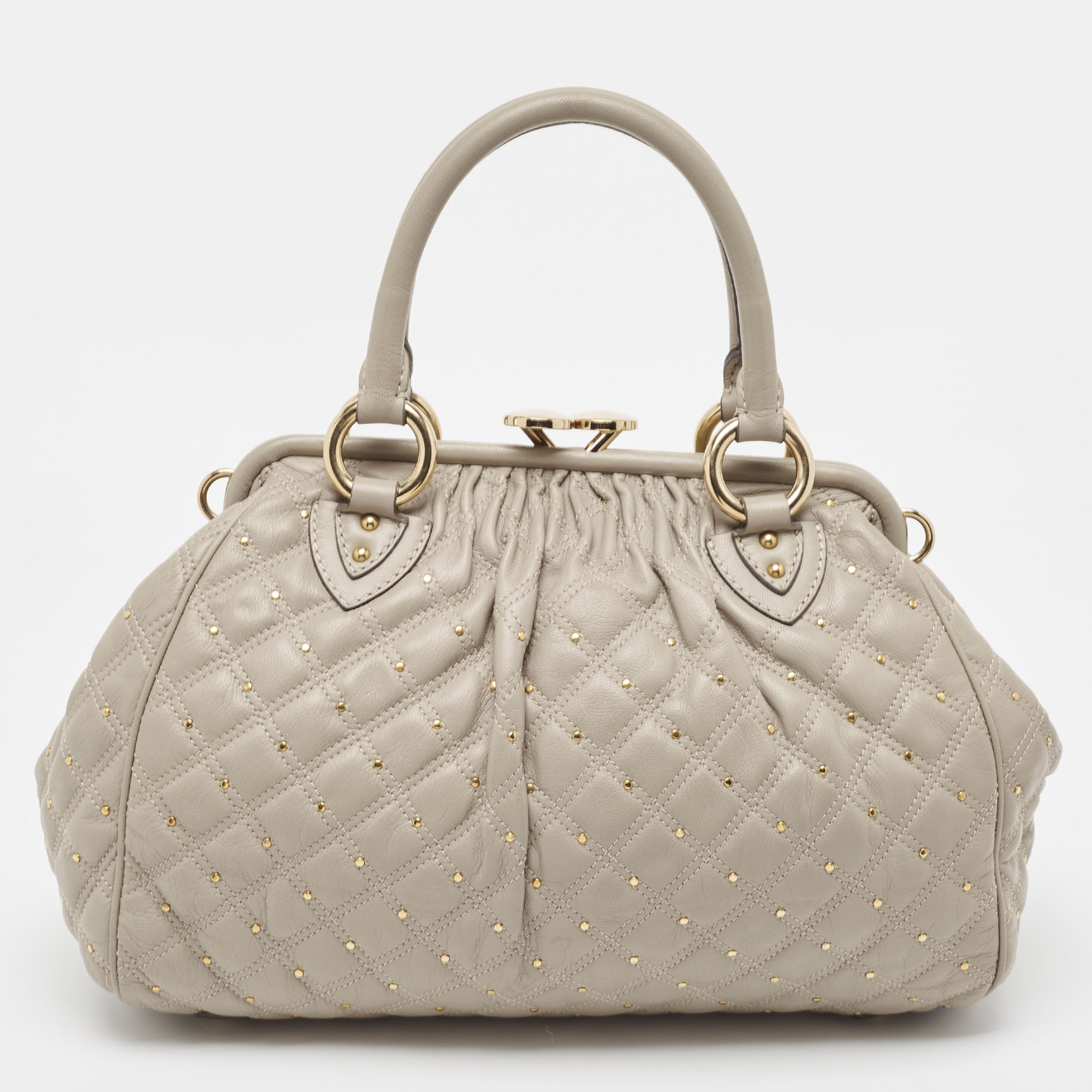 Marc Jacobs Light Beige Quilted Leather Stam Satchel