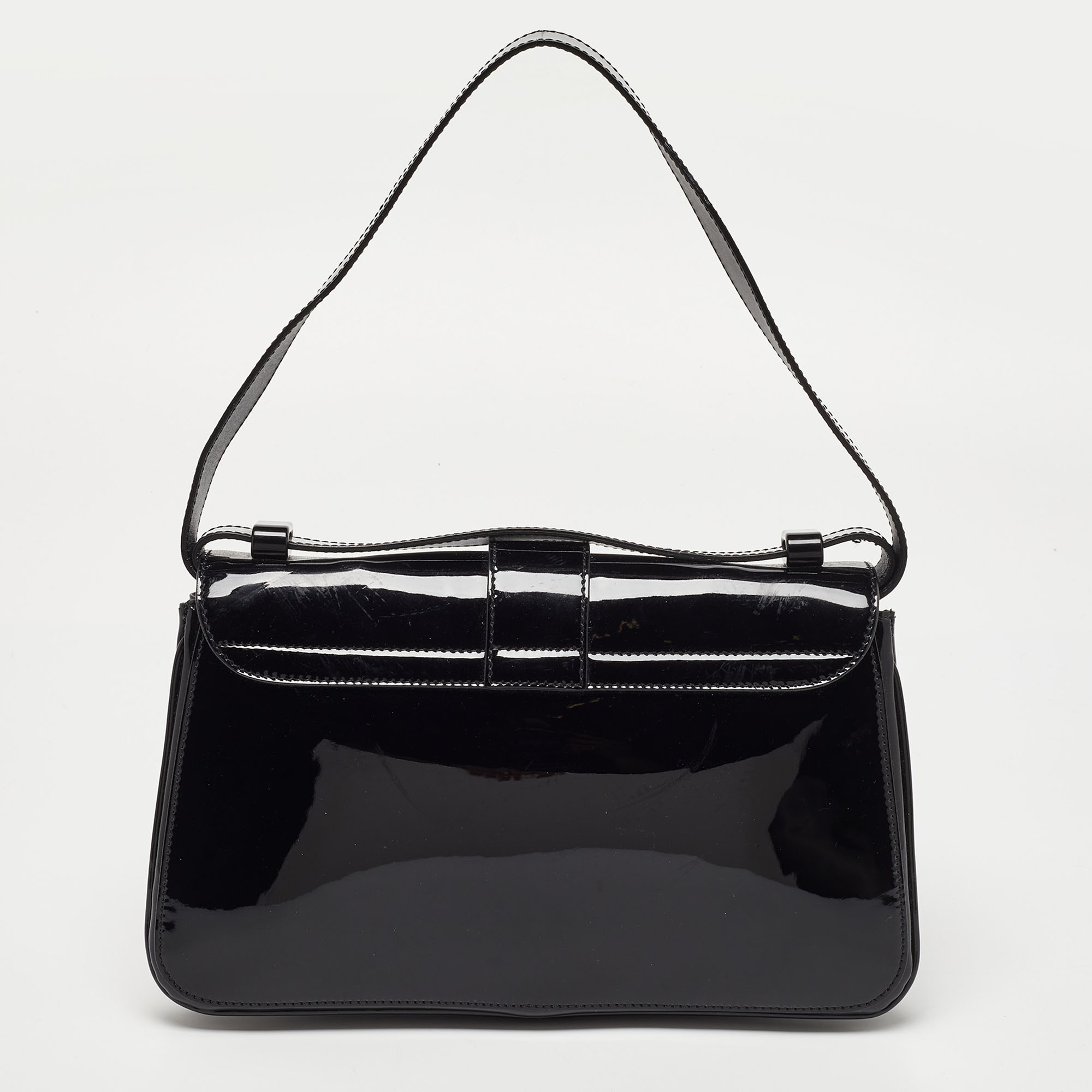 Marc Jacobs Black Patent Leather Flap Top Handle Bag