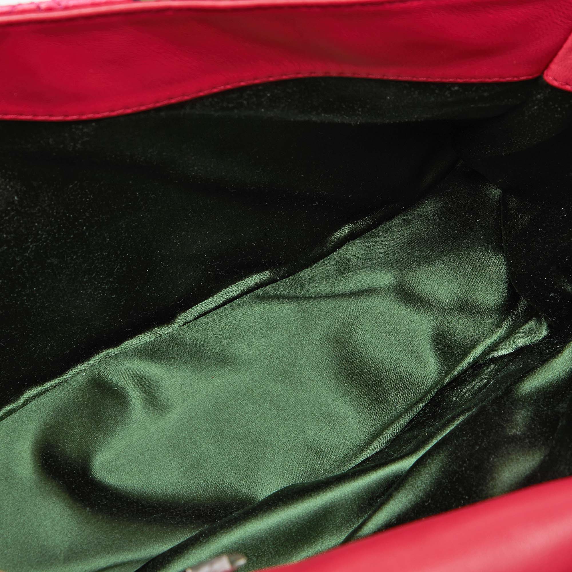 Marc Jacobs Pink/Green Quilted Python Embossed Leather Shoulder Bag