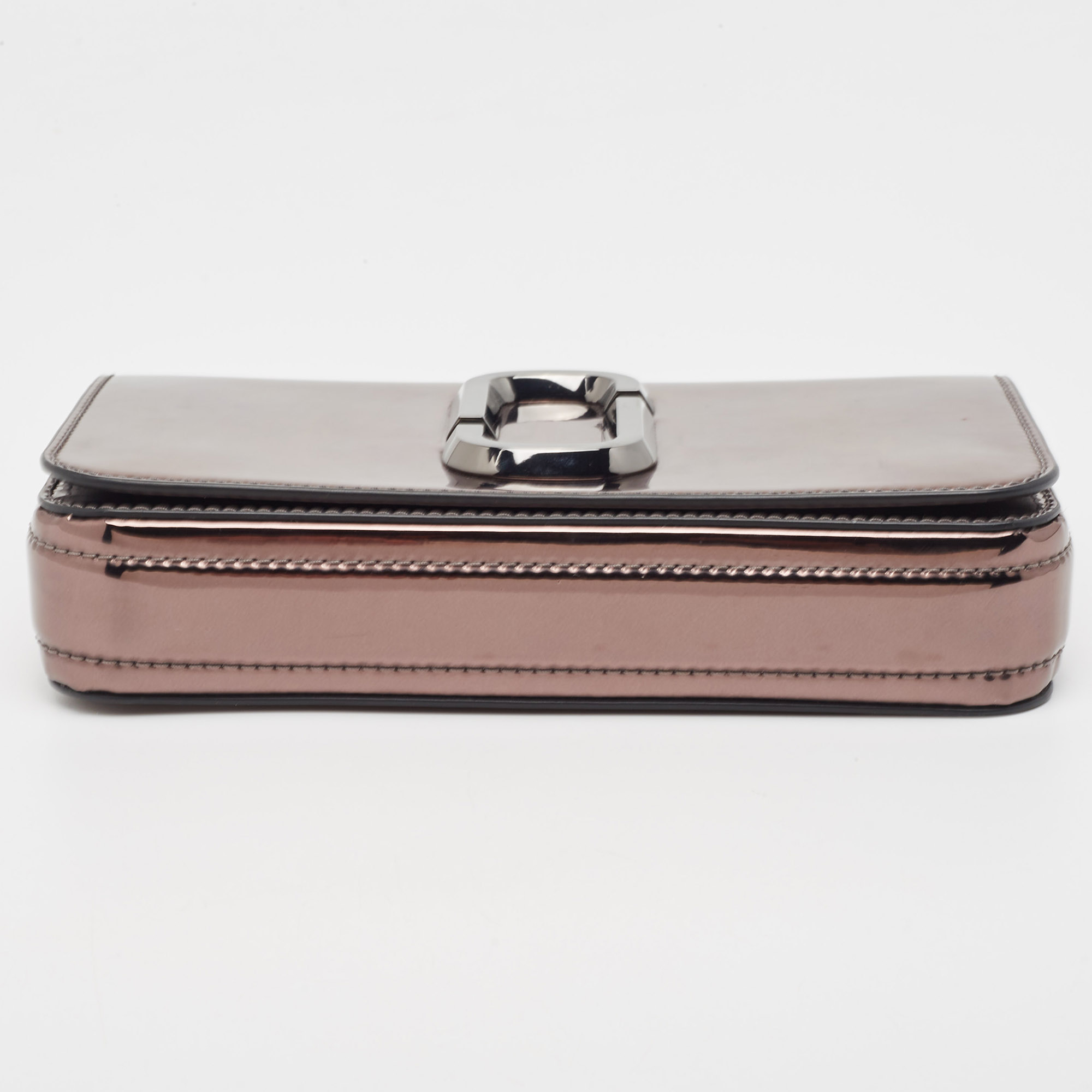 Marc Jacobs Grey Patent Leather The Long Shot Mirrored Clutch