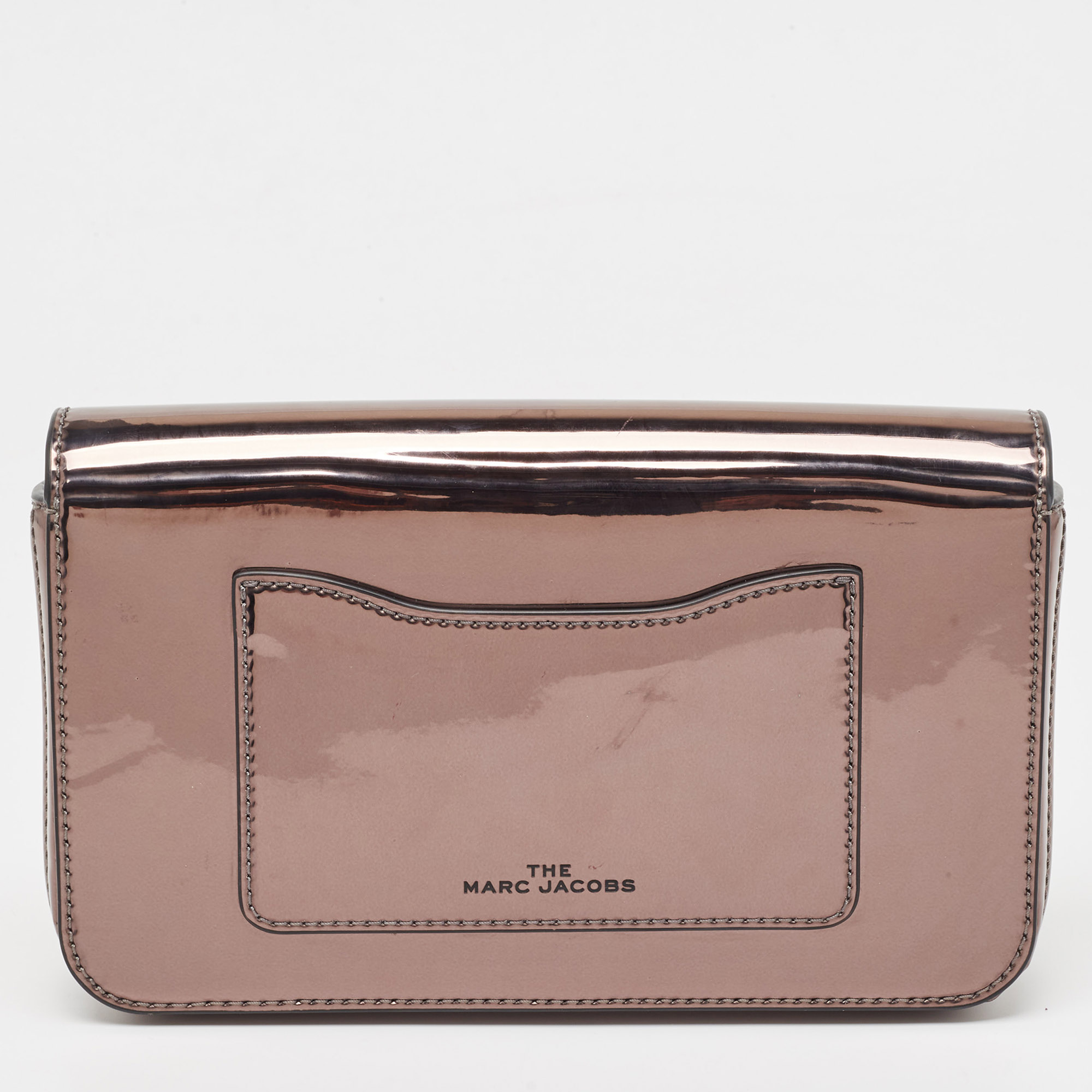 Marc Jacobs Grey Patent Leather The Long Shot Mirrored Clutch