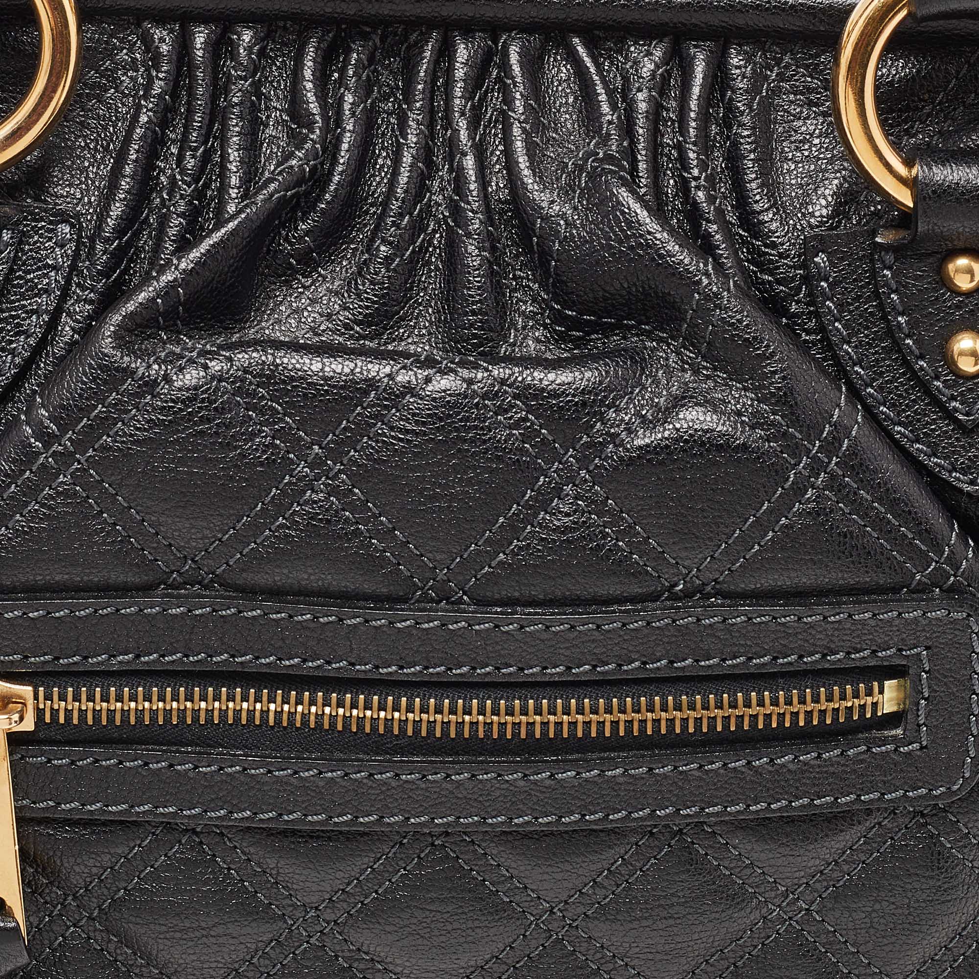 Marc Jacobs Black Quilted Leather Stam Satchel