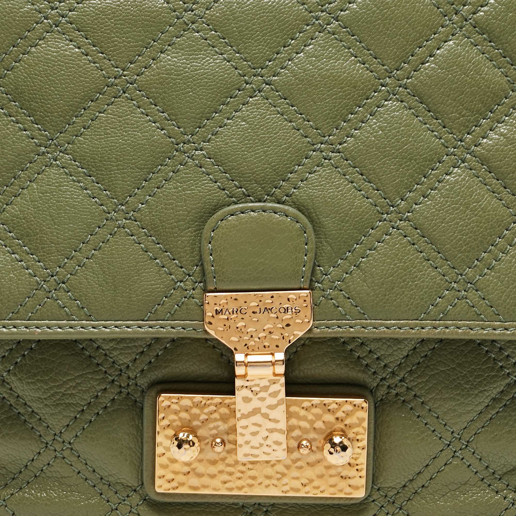Marc Jacobs Fern Green Quilted Leather Baroque Shoulder Bag