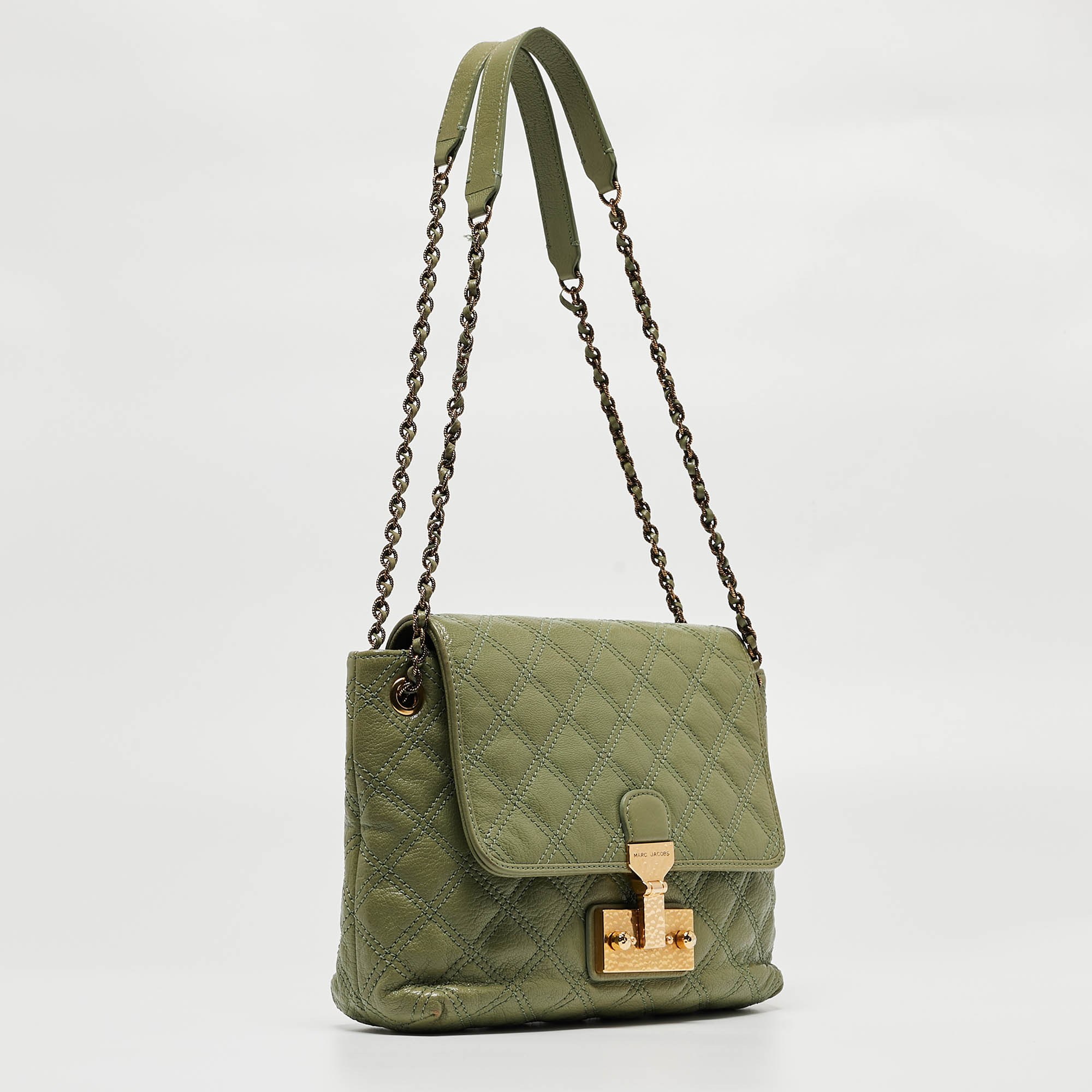 Marc Jacobs Fern Green Quilted Leather Baroque Shoulder Bag