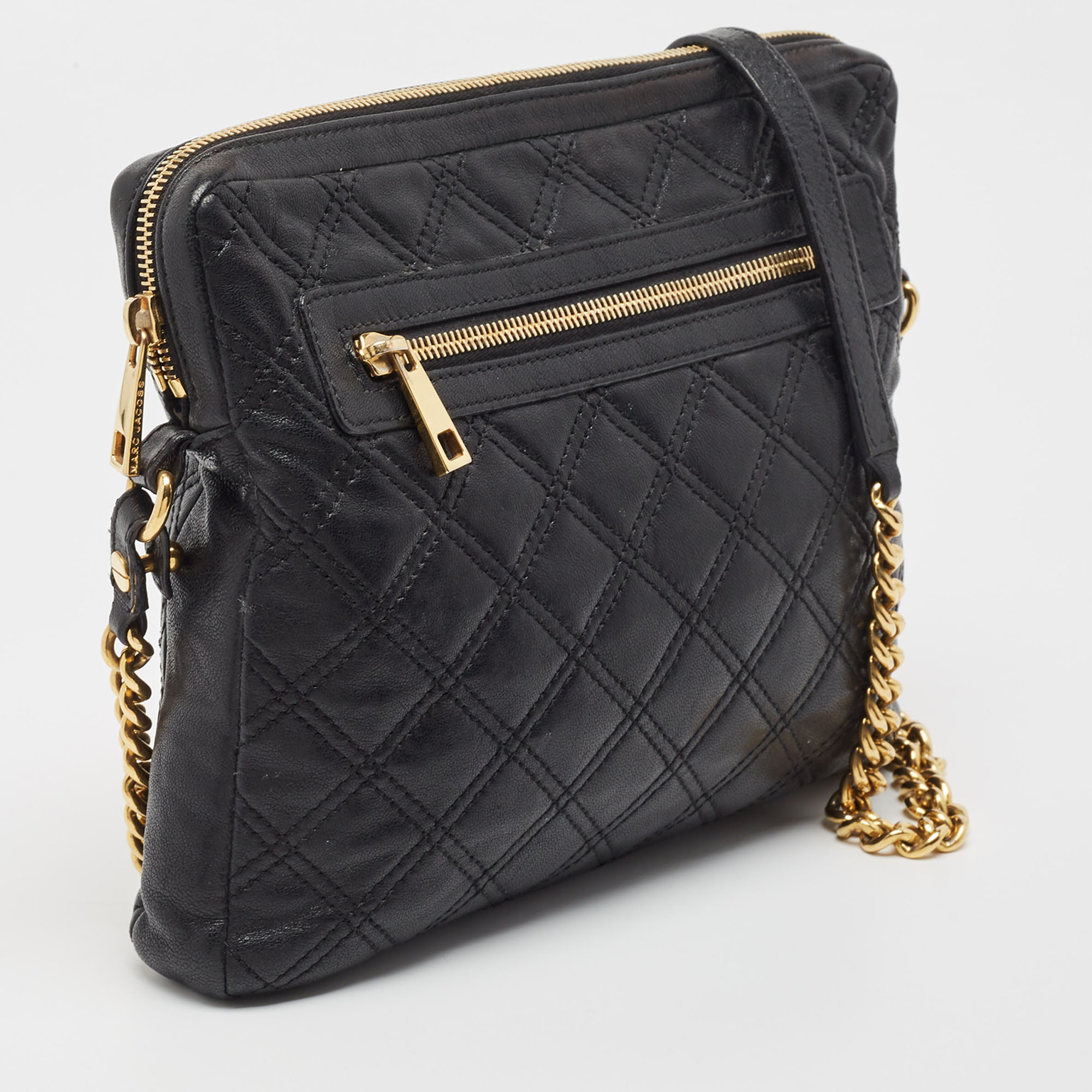 Marc Jacobs Black Quilted Leather Chain Crossbody Bag