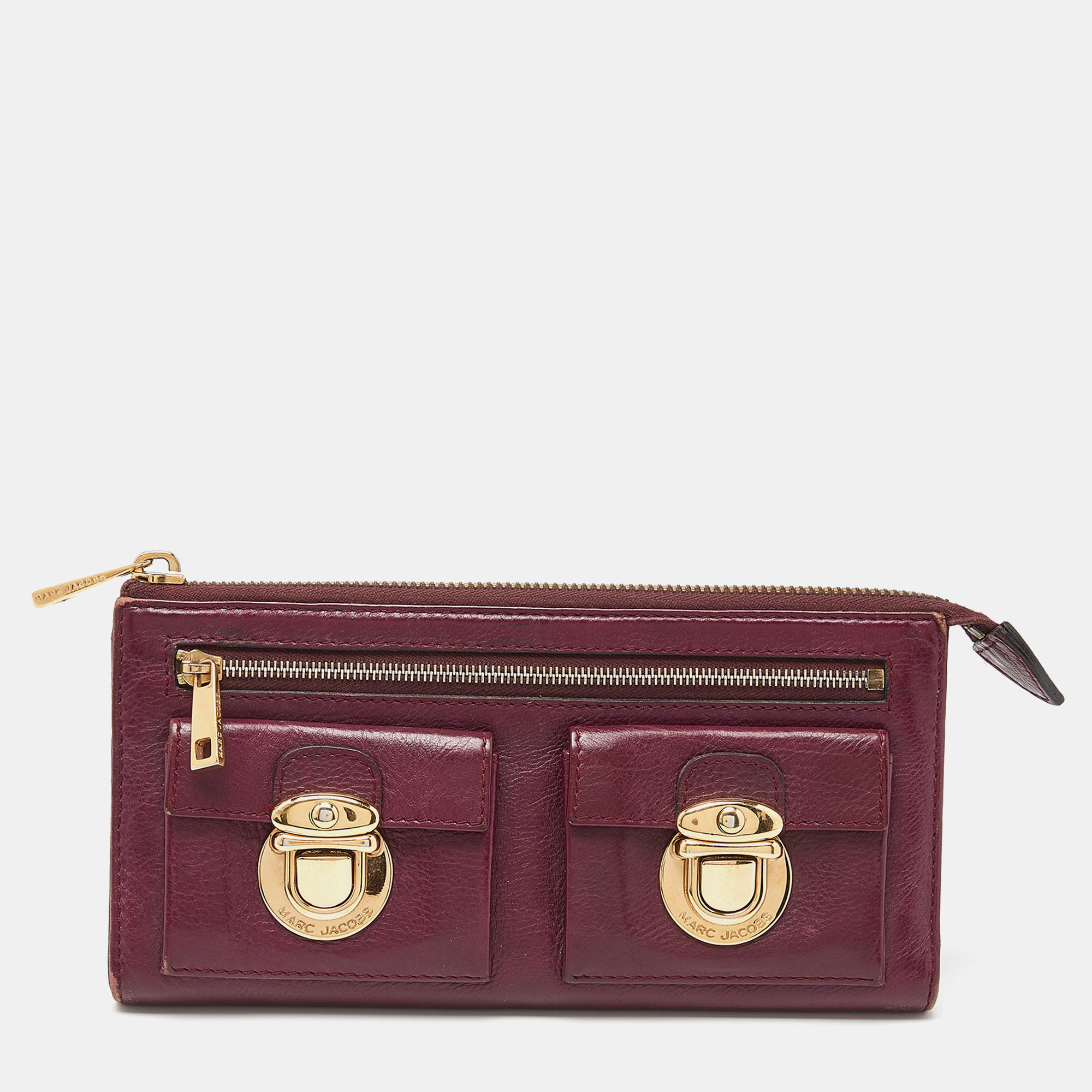 

Marc Jacobs Magenta Leather Zip Continental Wallet, Pink