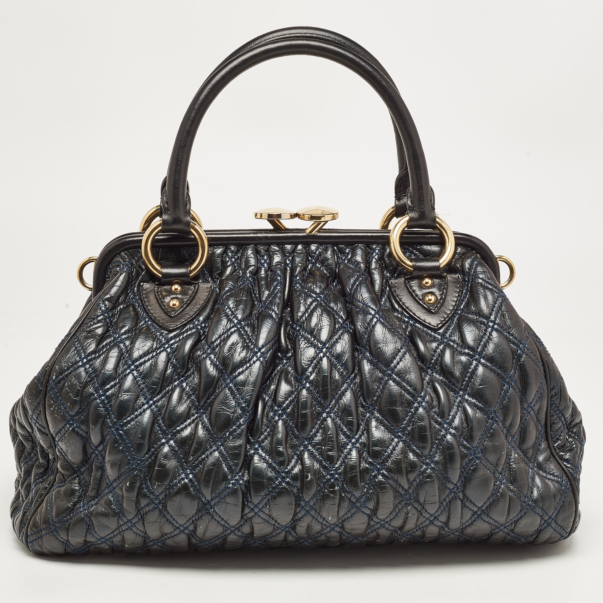Marc Jacobs Green/Black Quilted Leather Stam Satchel