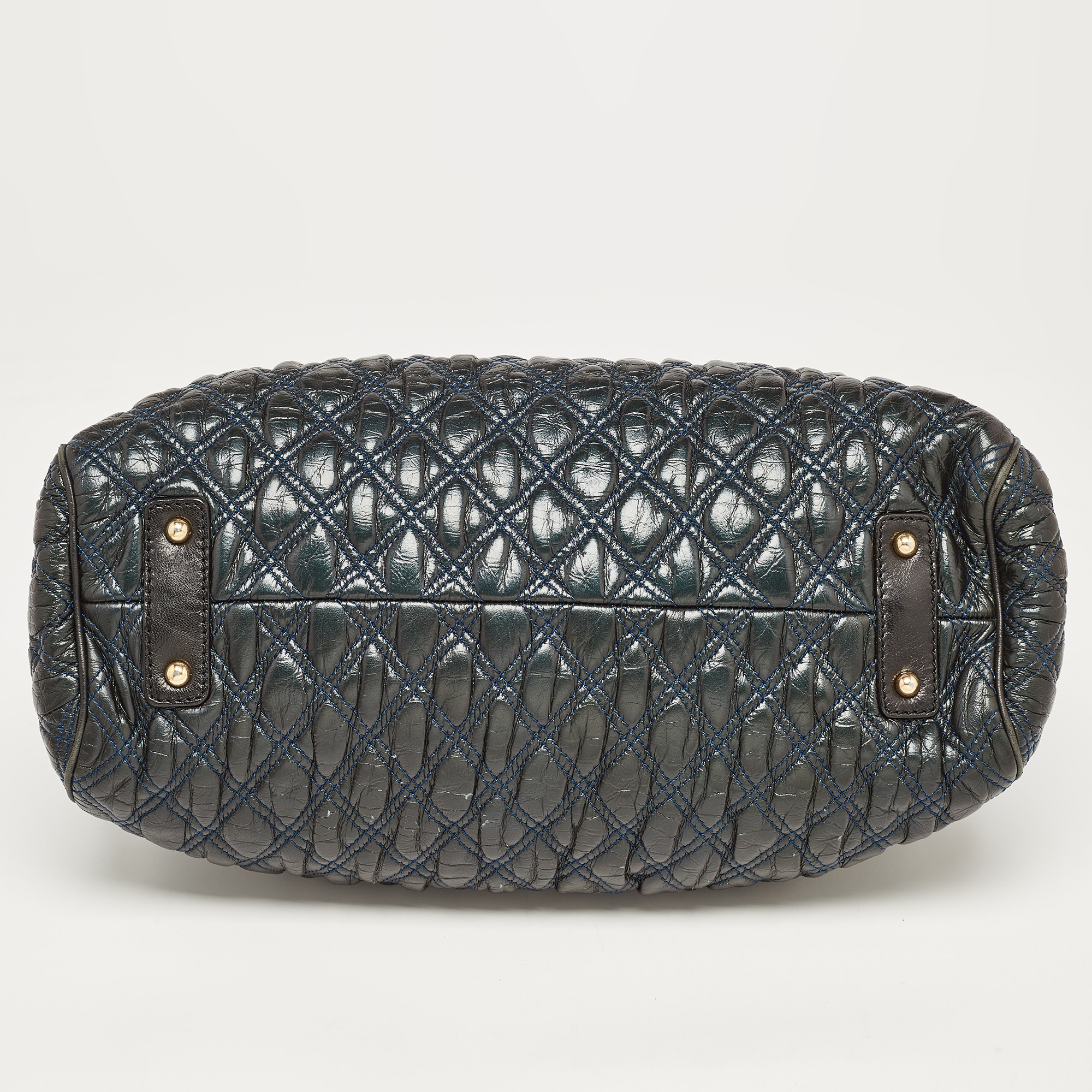 Marc Jacobs Green/Black Quilted Leather Stam Satchel