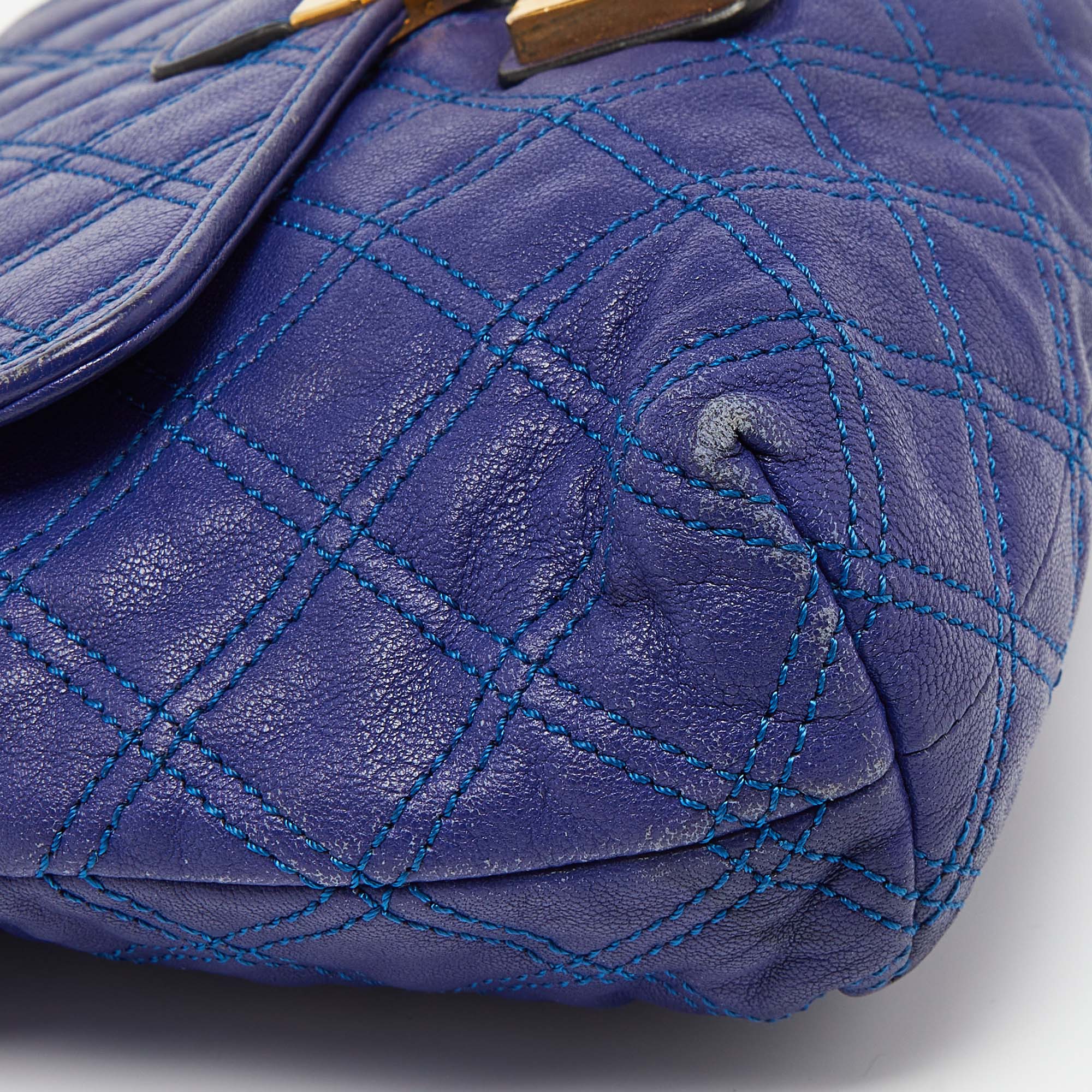 Marc Jacobs Blue Quilted Leather Flap Crossbody Bag