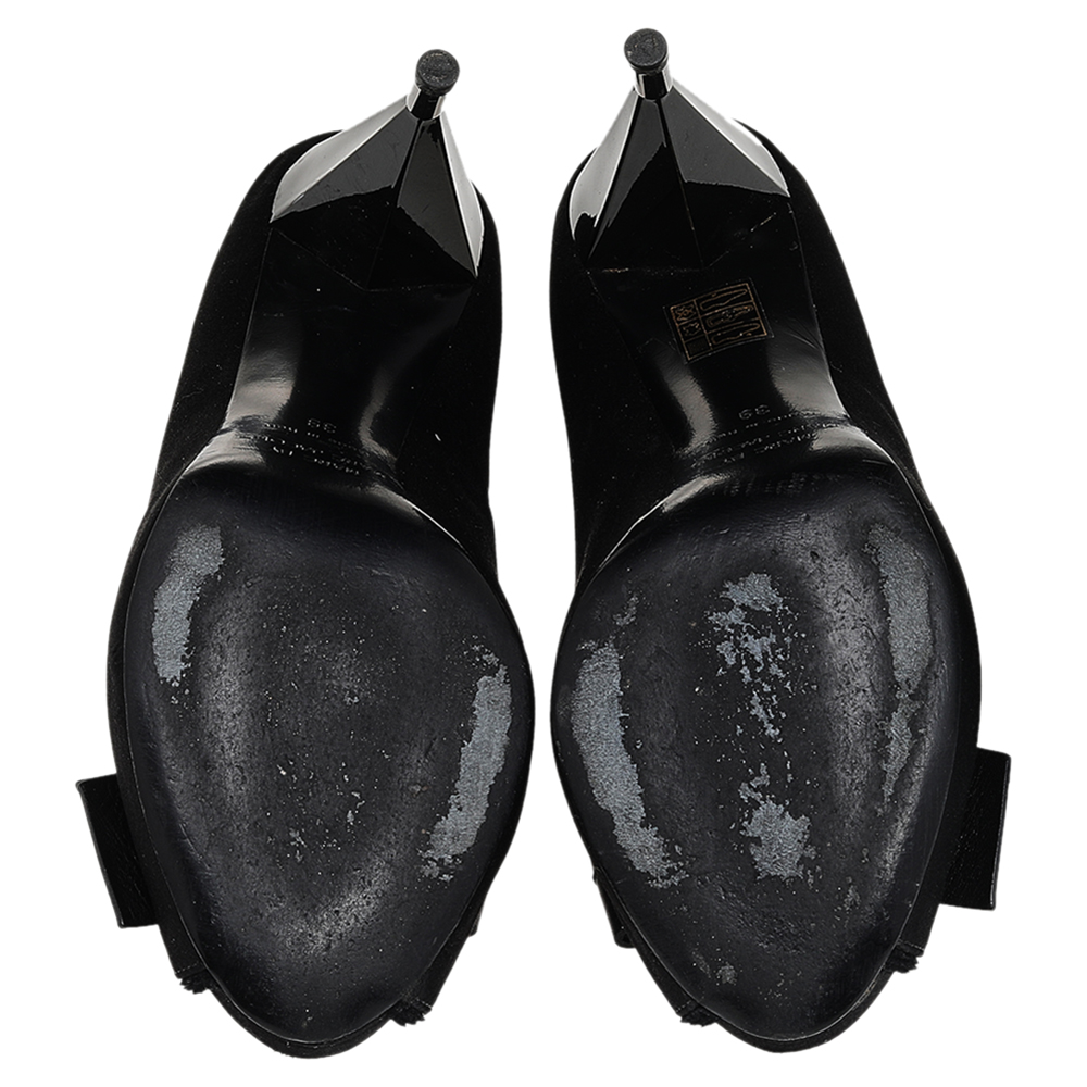 Marc By Marc Jacobs Black Satin Bow Peep Toe Pumps Size 39