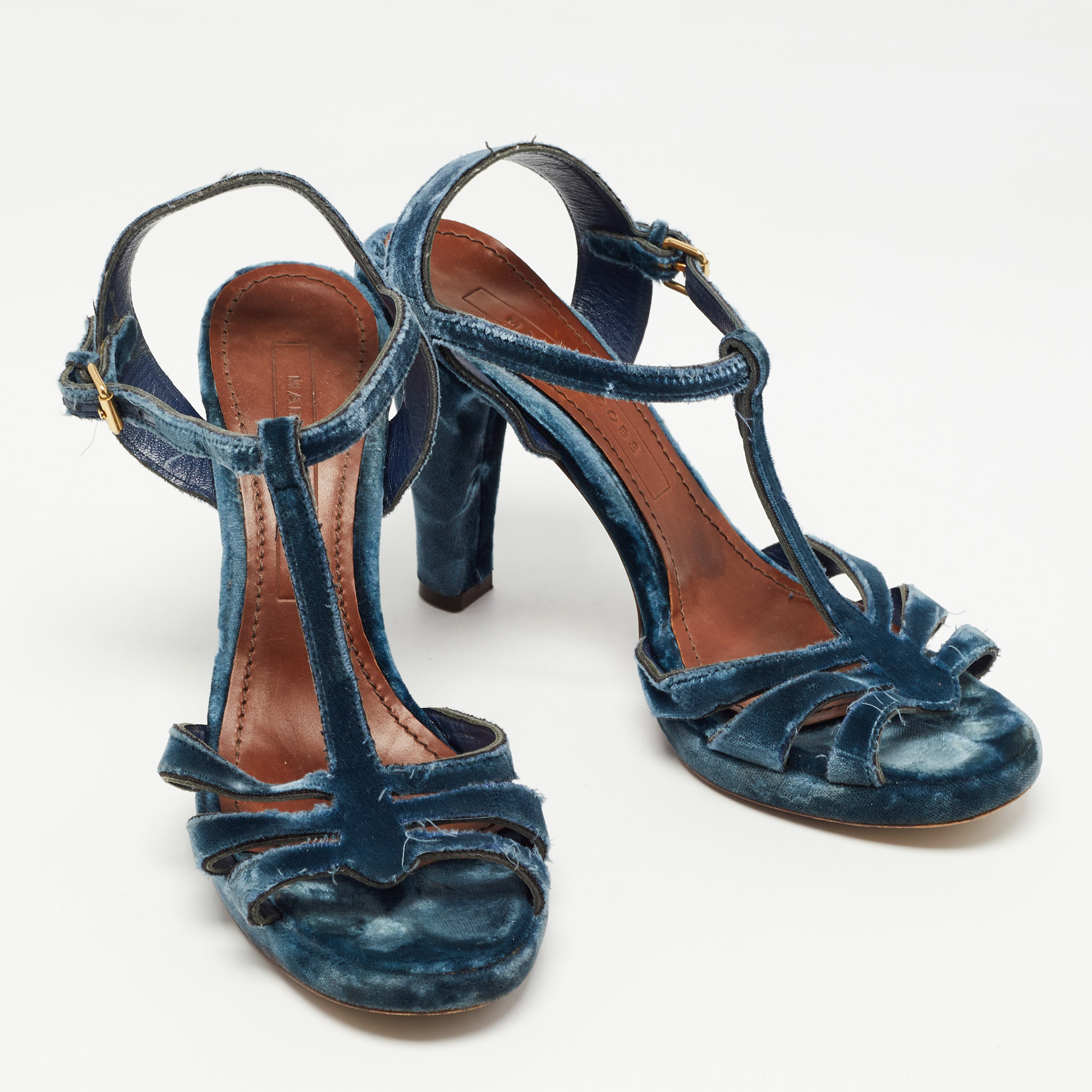 Marc Jacobs Blue Velvet Ankle Strap Sandals Size 39