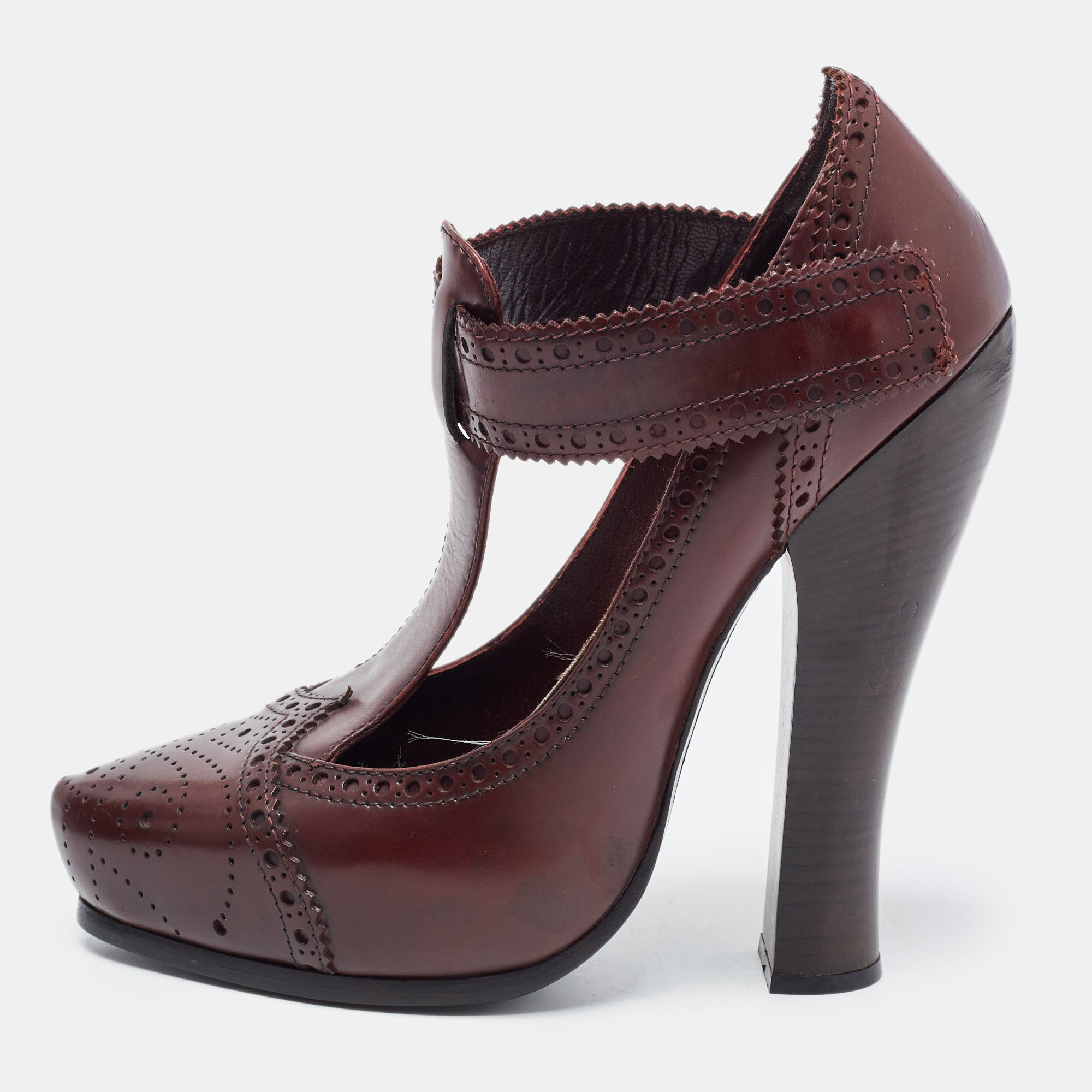 Marc jacobs burgundy leather mary jane pumps size 37