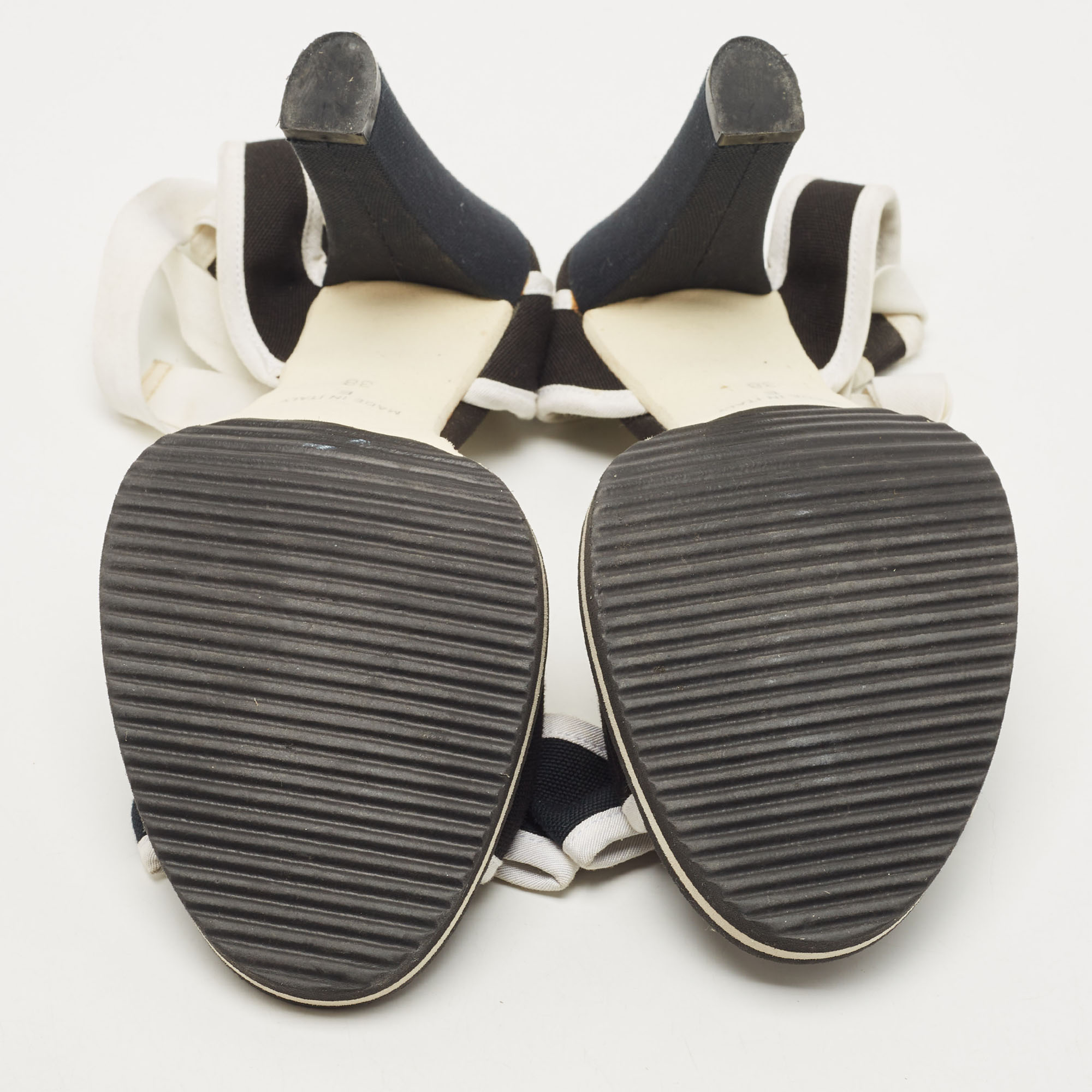 Marc Jacobs Black/White Canvas Ankle Wrap Sandals Size 38
