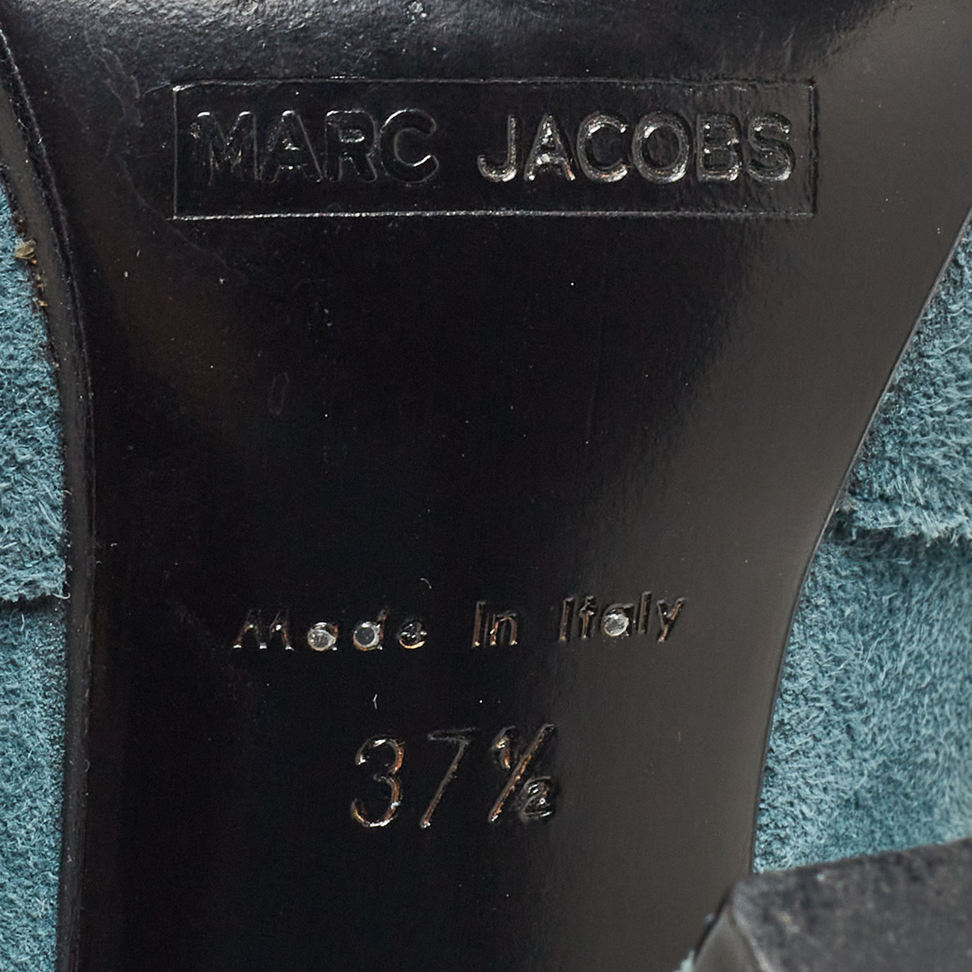 Marc Jacobs Blue/Gold Suede And Leather Mild Calf Boots Size 37.5