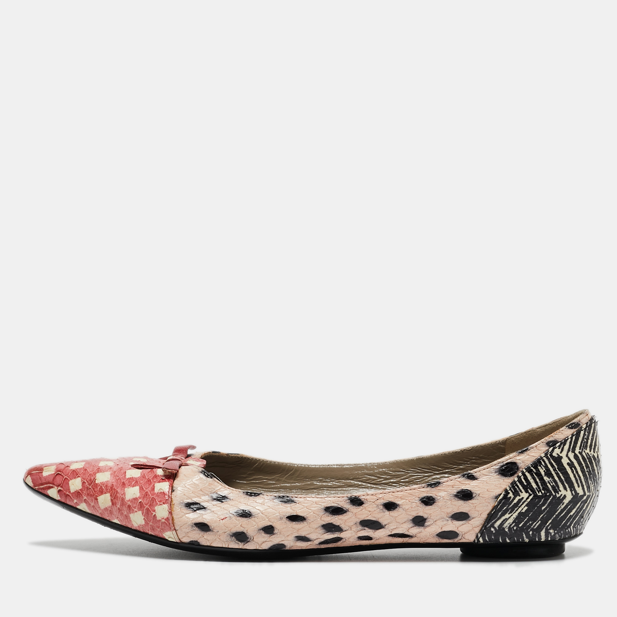 Marc Jacobs Multicolor Snakeskin Cut Out Mouse Pointed Toe Ballet Flats Size 36