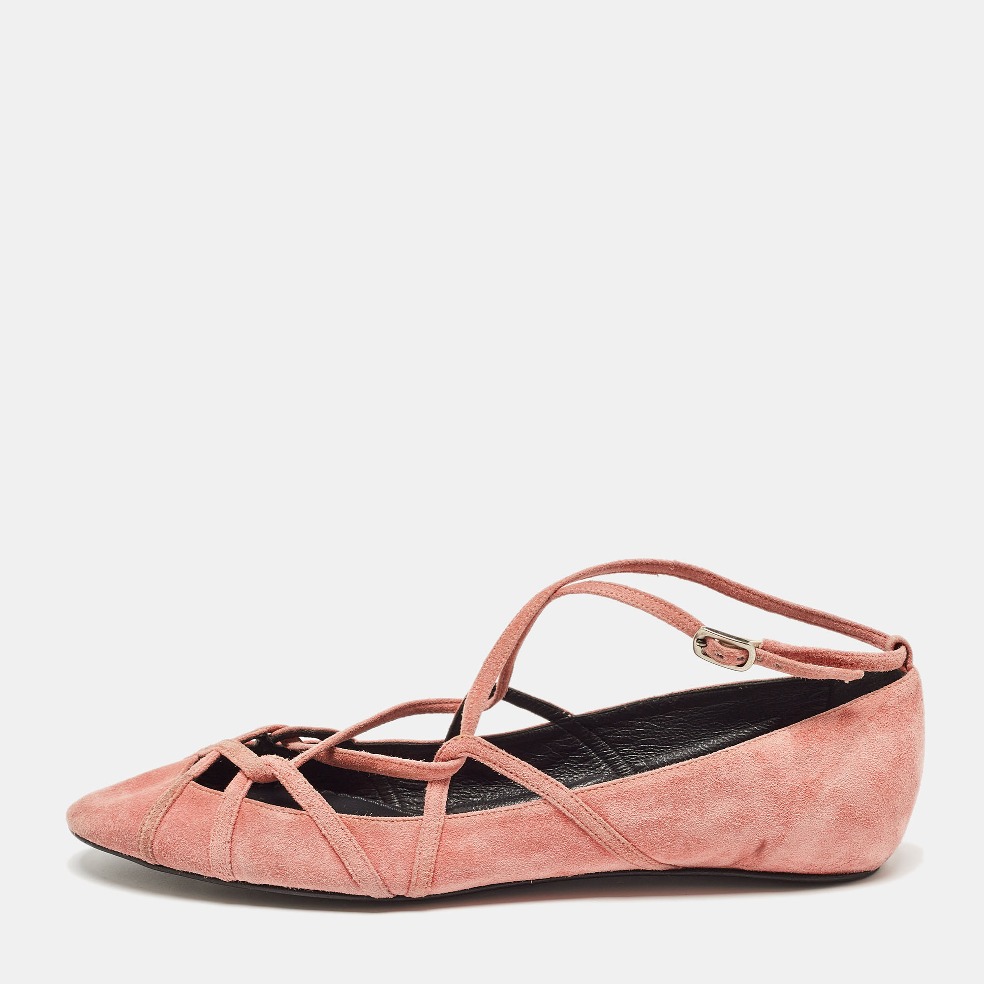 Marc jacobs pink suede strappy ballet flats size 37