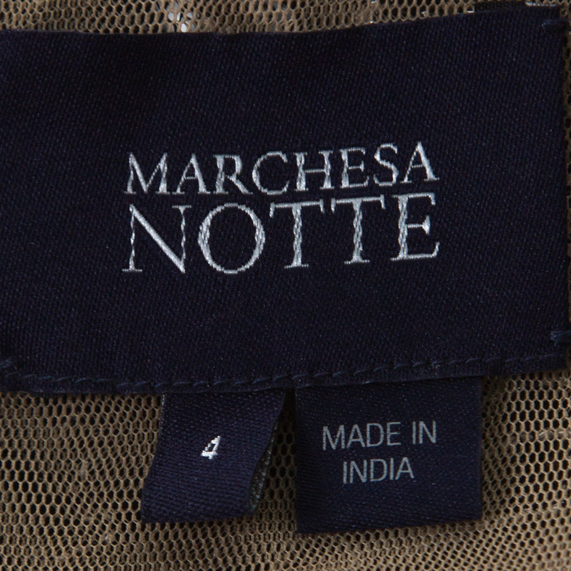 Marchesa Notte Monochrome Floral Lace Sleeveless Pencil Dress S