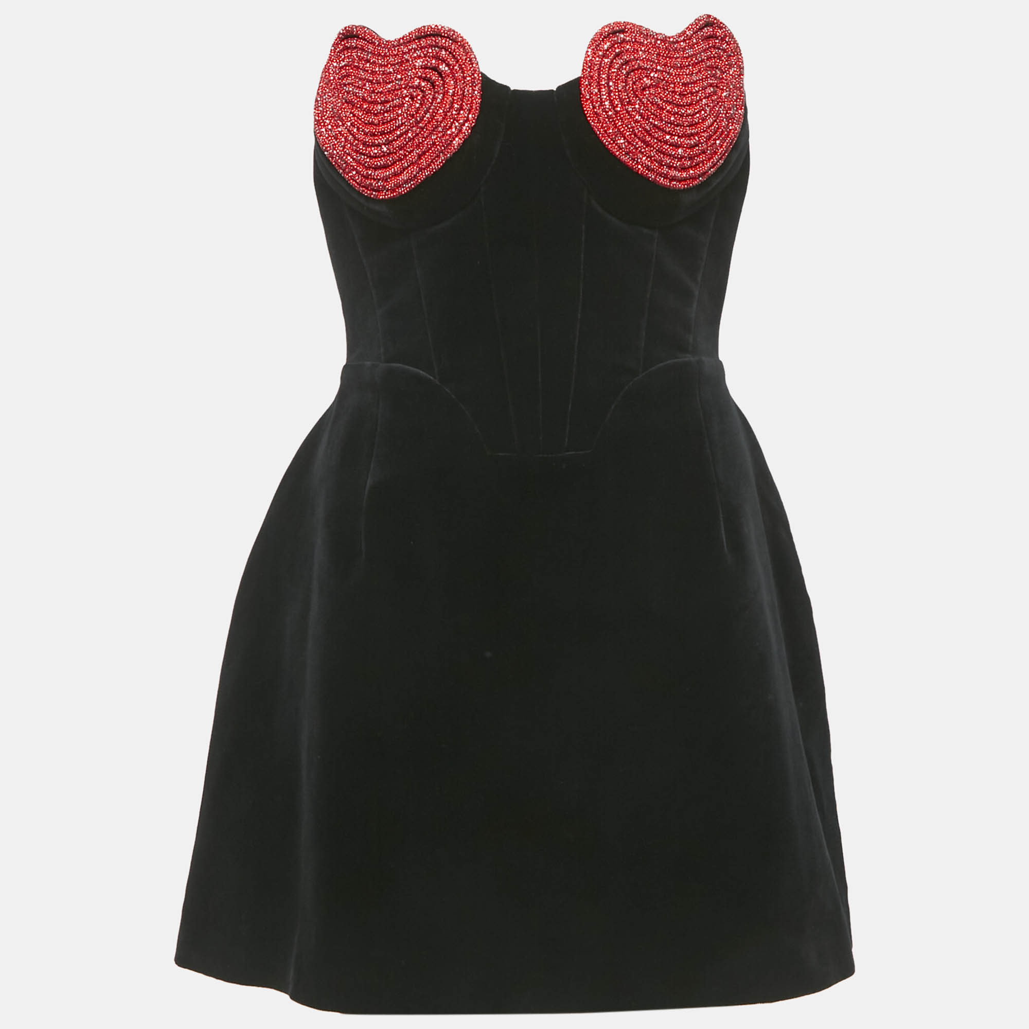 Marianna Senchina Black Velvet Heart Studded Strapless Mini Dress M
Marianna Senchina Black Velvet Heart Studded Strapless Mini Dress M