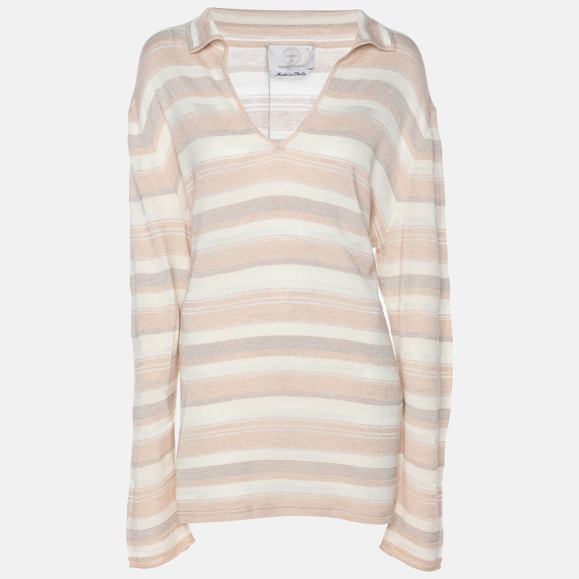 Voyage by Marina Rinaldi Peach/Metallic Stripe Stretch Knit Sweatshirt L, Pink
Voyage by Marina Rinaldi Peach/Metallic Stripe Stretch Knit Sweatshirt L, Pink