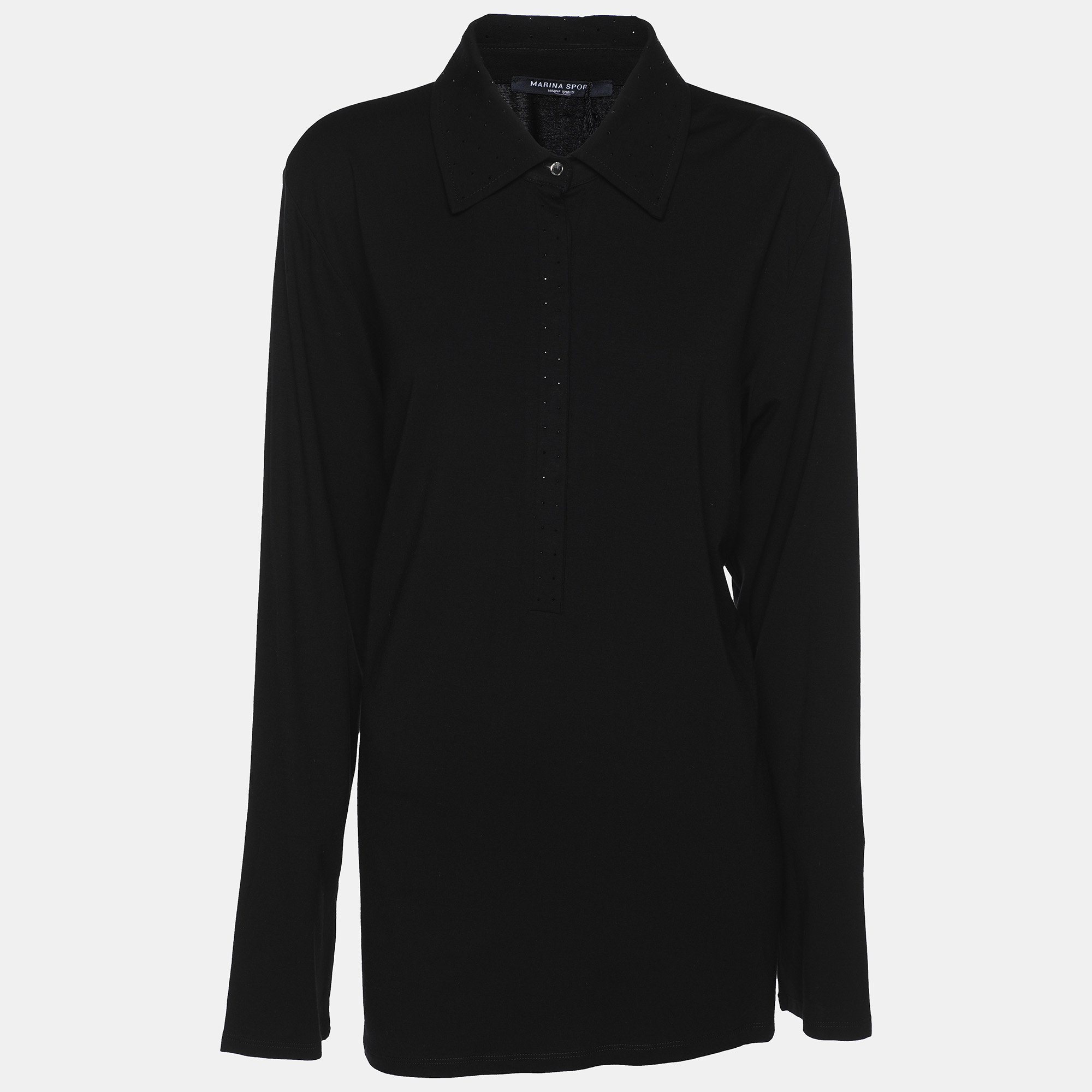 Marina Sport by Marina Rinaldi Black Jersey Embellished Collar Full Sleeve T-Shirt L
Marina Sport by Marina Rinaldi Black Jersey Embellished Collar Full Sleeve T-Shirt L