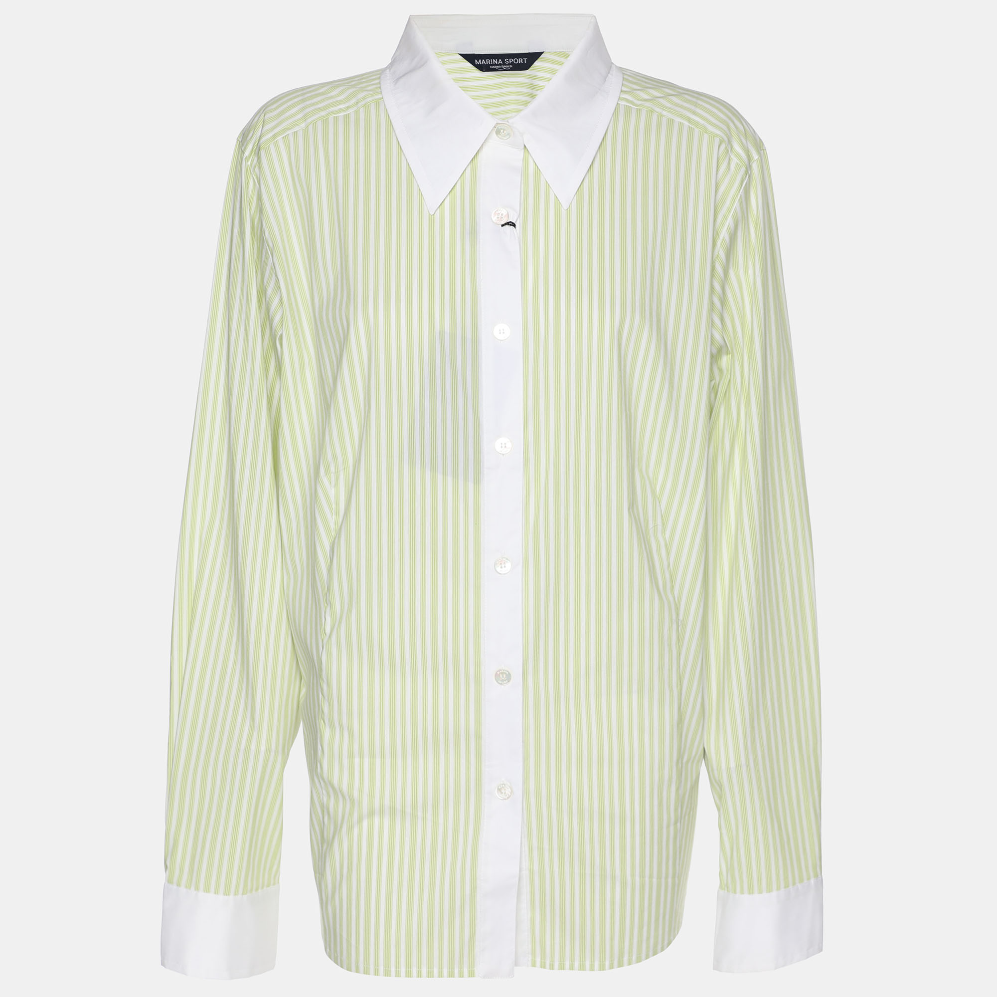 Marina Sport by Marina Rinaldi Green Stripe Cotton Blend Contrast Long Sleeve Shirt L
Marina Sport by Marina Rinaldi Green Stripe Cotton Blend Contrast Long Sleeve Shirt L