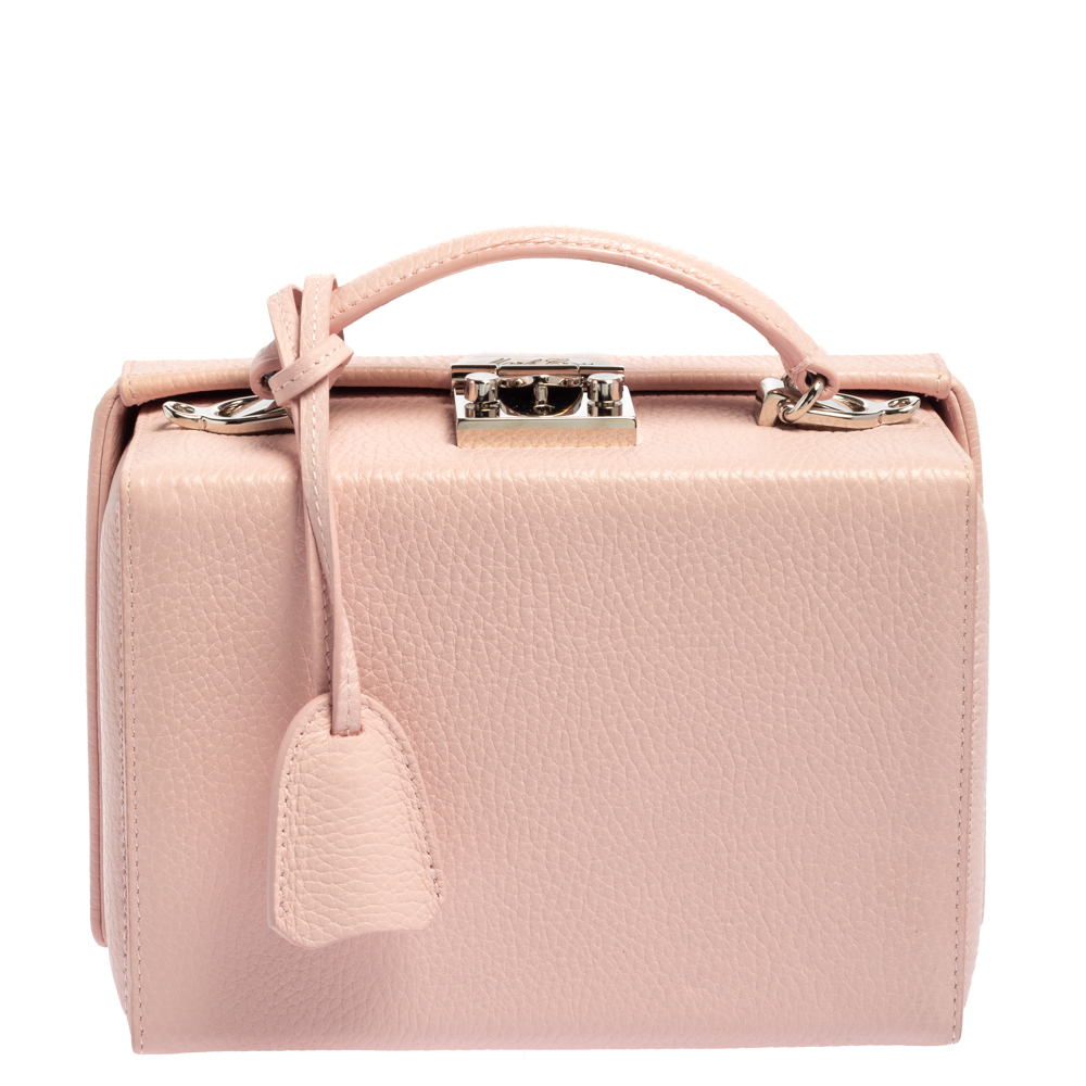Mark Cross Light Pink Leather Small Grace Box Bag