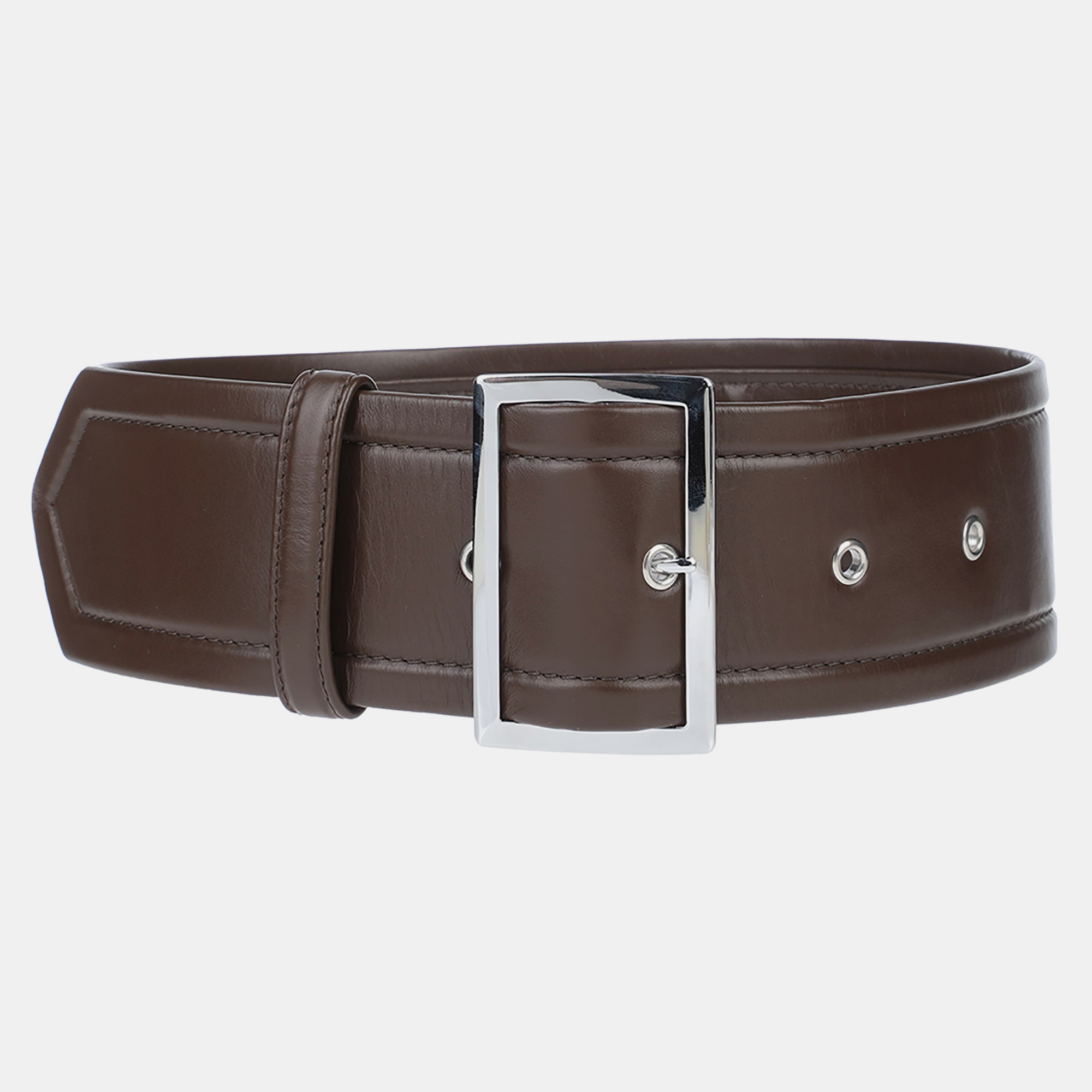 Marni brown leather waist wide belt 85cm