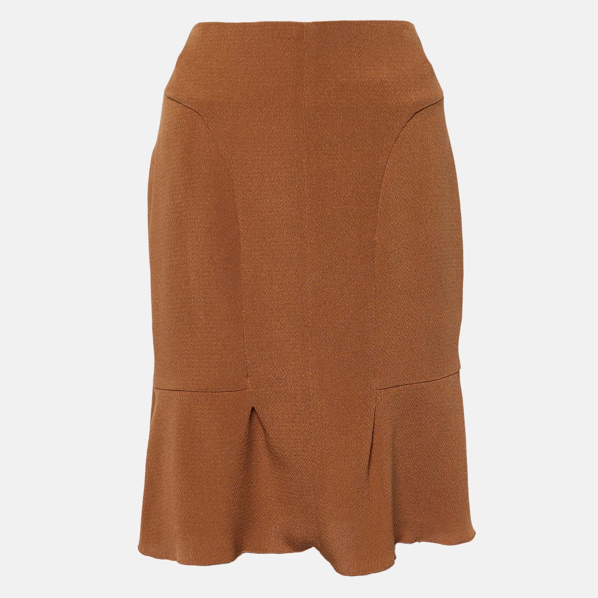 Marni brown crepe double silk mini skirt s