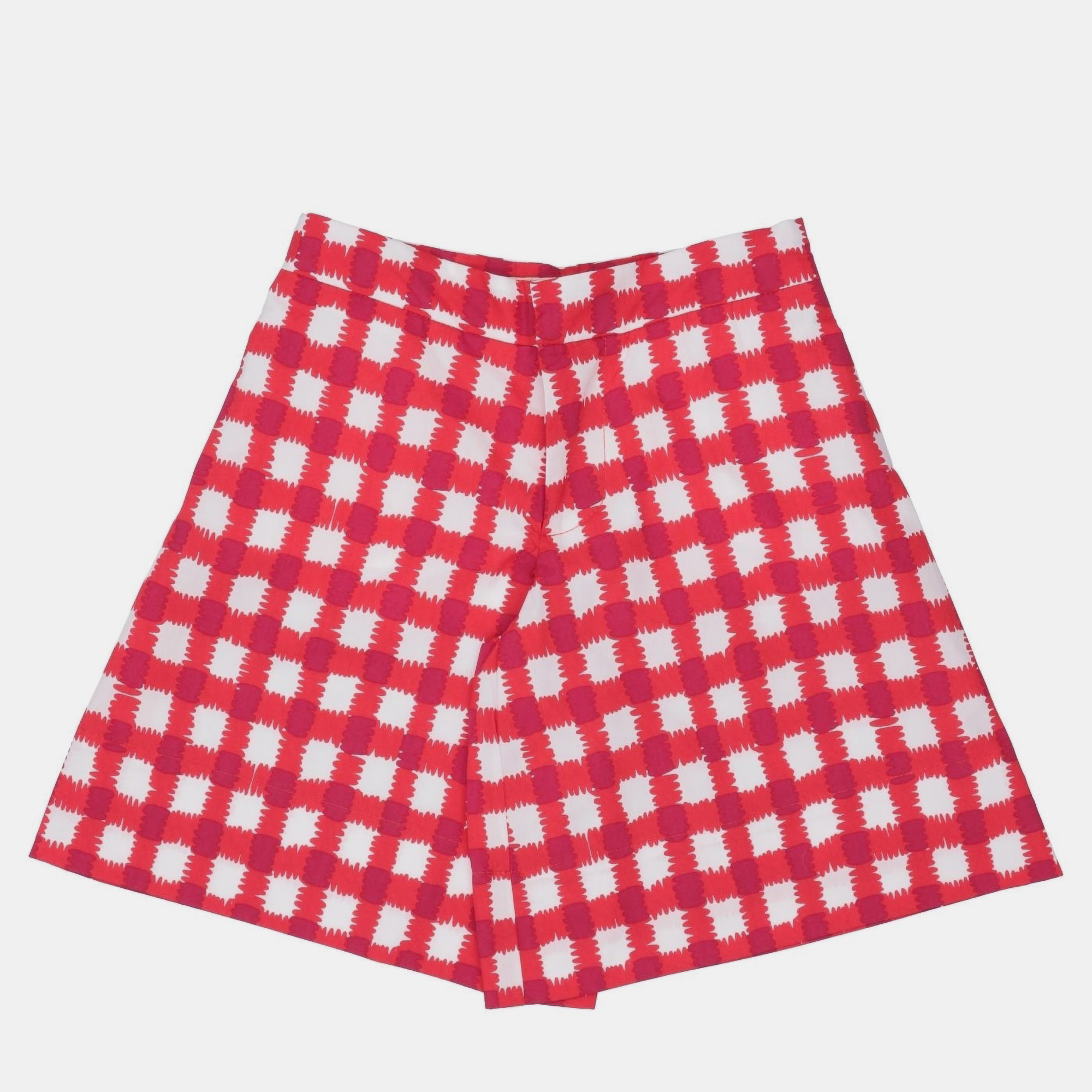 

Marni Red/White Check Print Cotton Shorts Size 4 Yrs