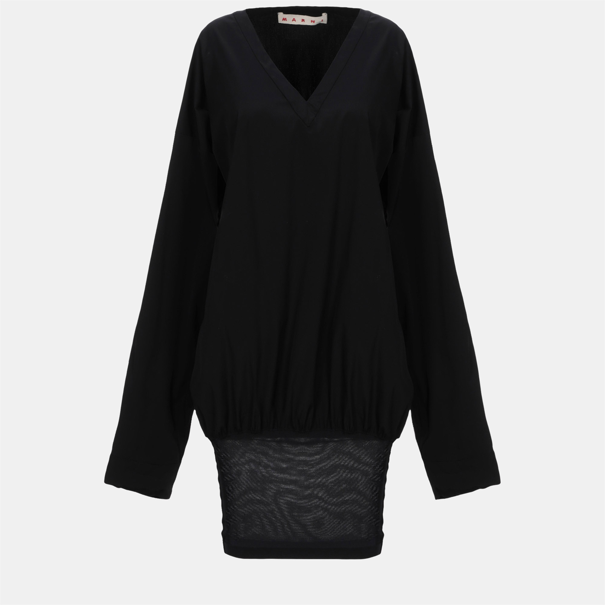 Marni black cotton & knit long sleeve blouse m (it 42)
