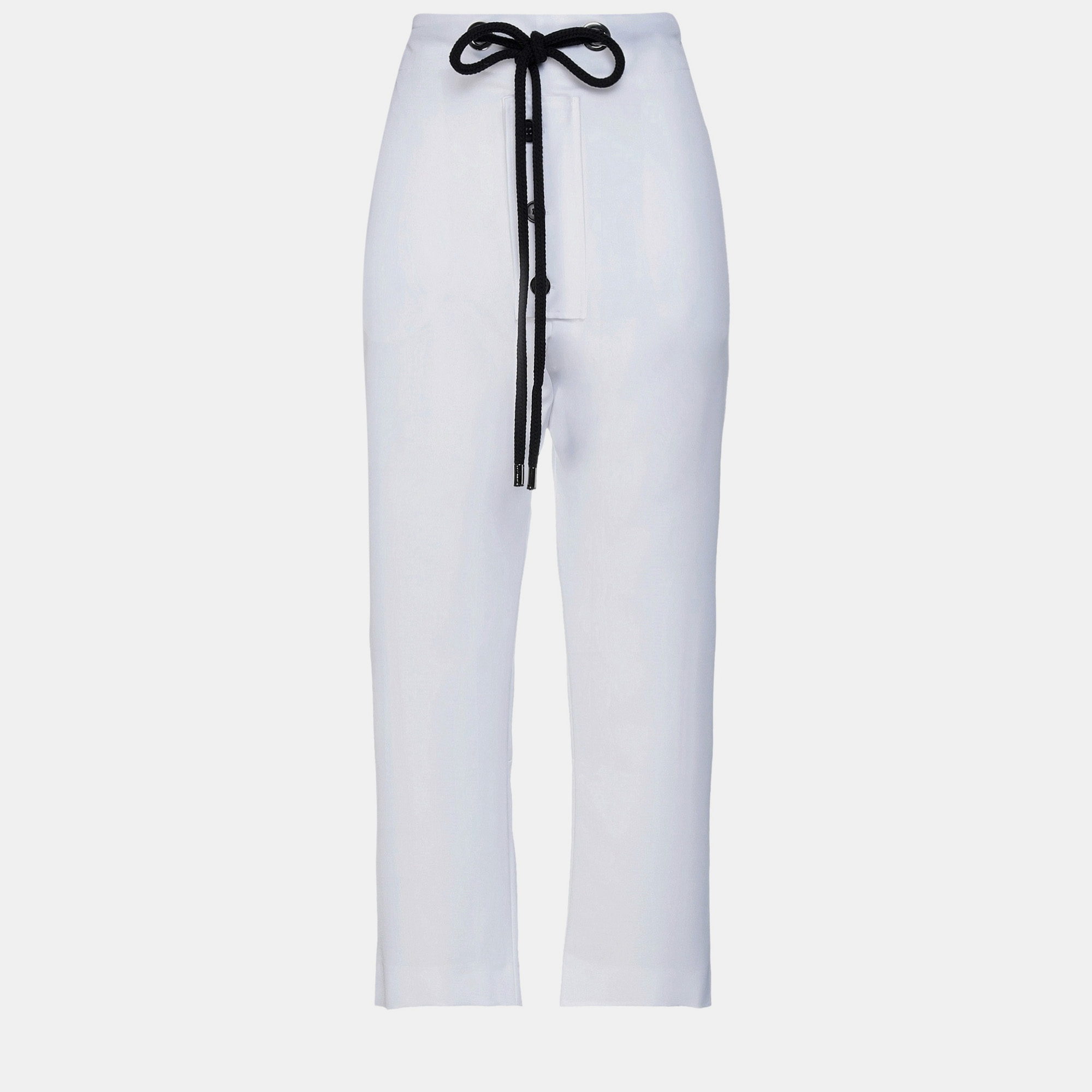 Marni white polyester straight leg pants l (it 44)